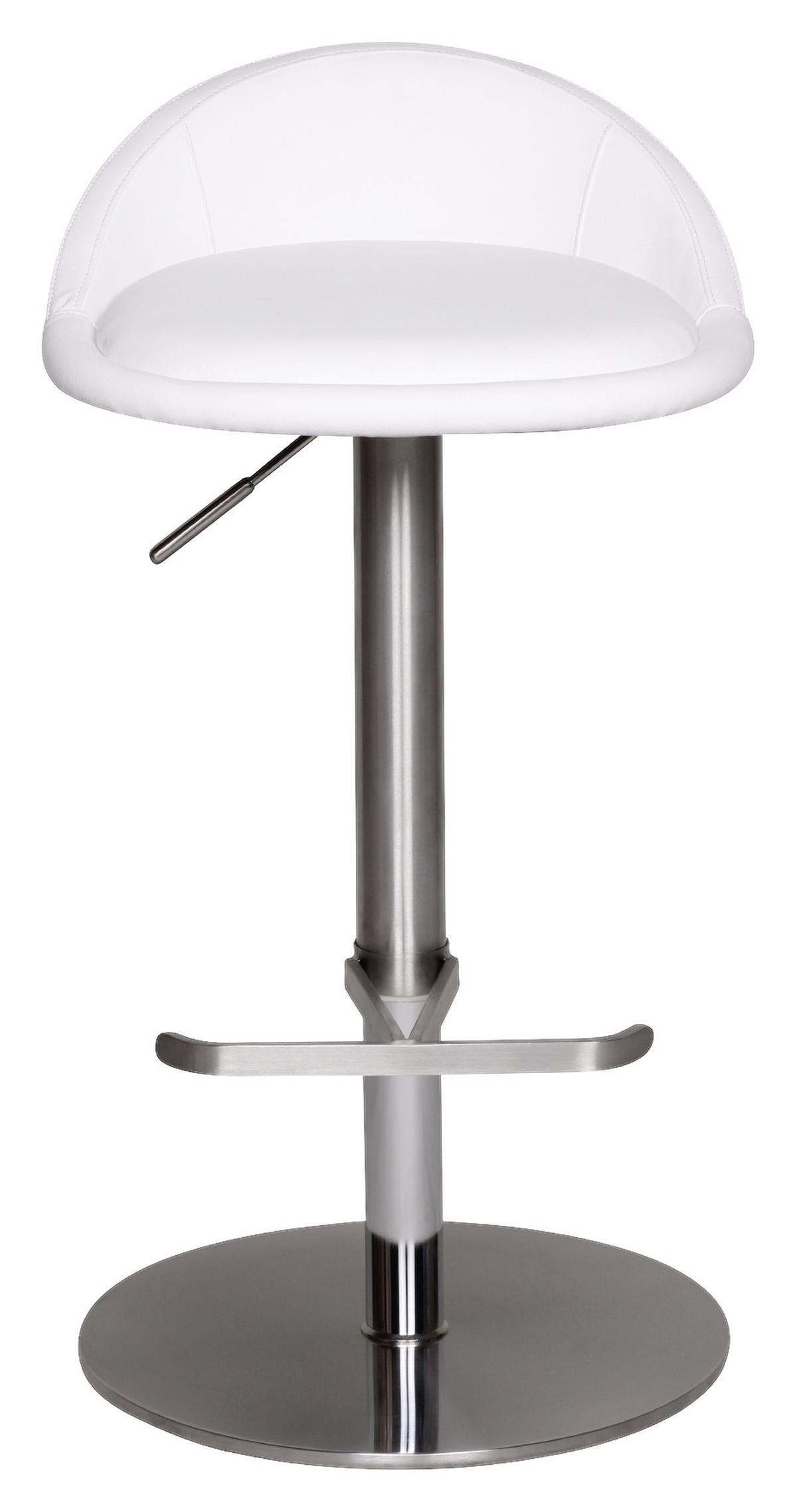 STOŁEK BAROWY WL1.282 - kolor srebrny/biały, Modern, metal/tkanina (43/65/43cm) - MID.YOU