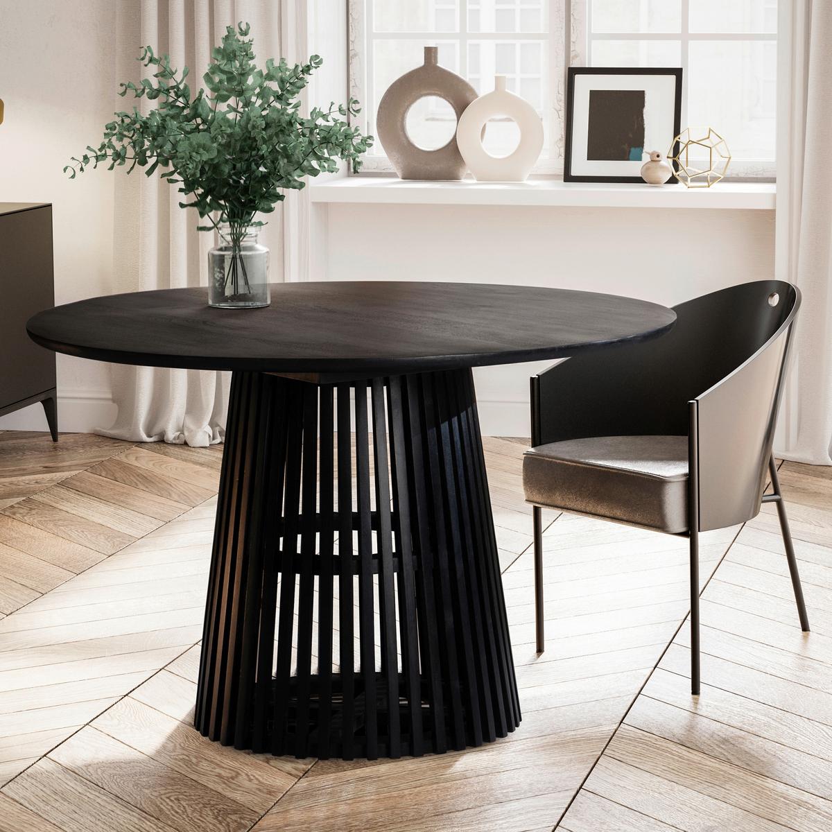 Jedilna Miza Mango, Pravi Les, Črna, Ø 120cm - črna, Design, les (120/77cm) - MID.YOU