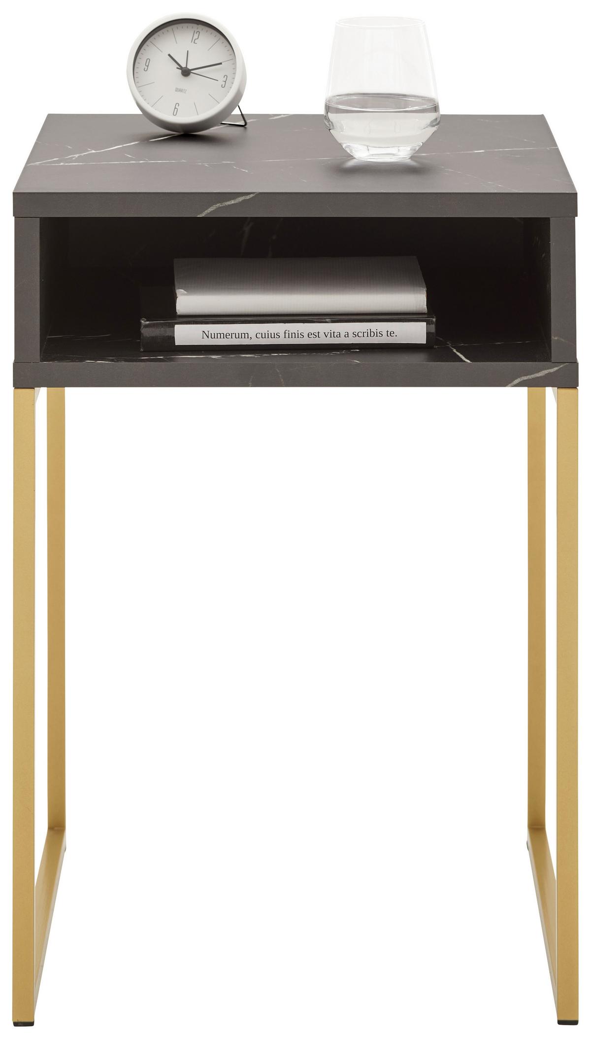 Nočna Omarica Golden, Črna, Zlata - zlate barve/črna, kovina/leseni material (40/59/39cm) - Premium Living