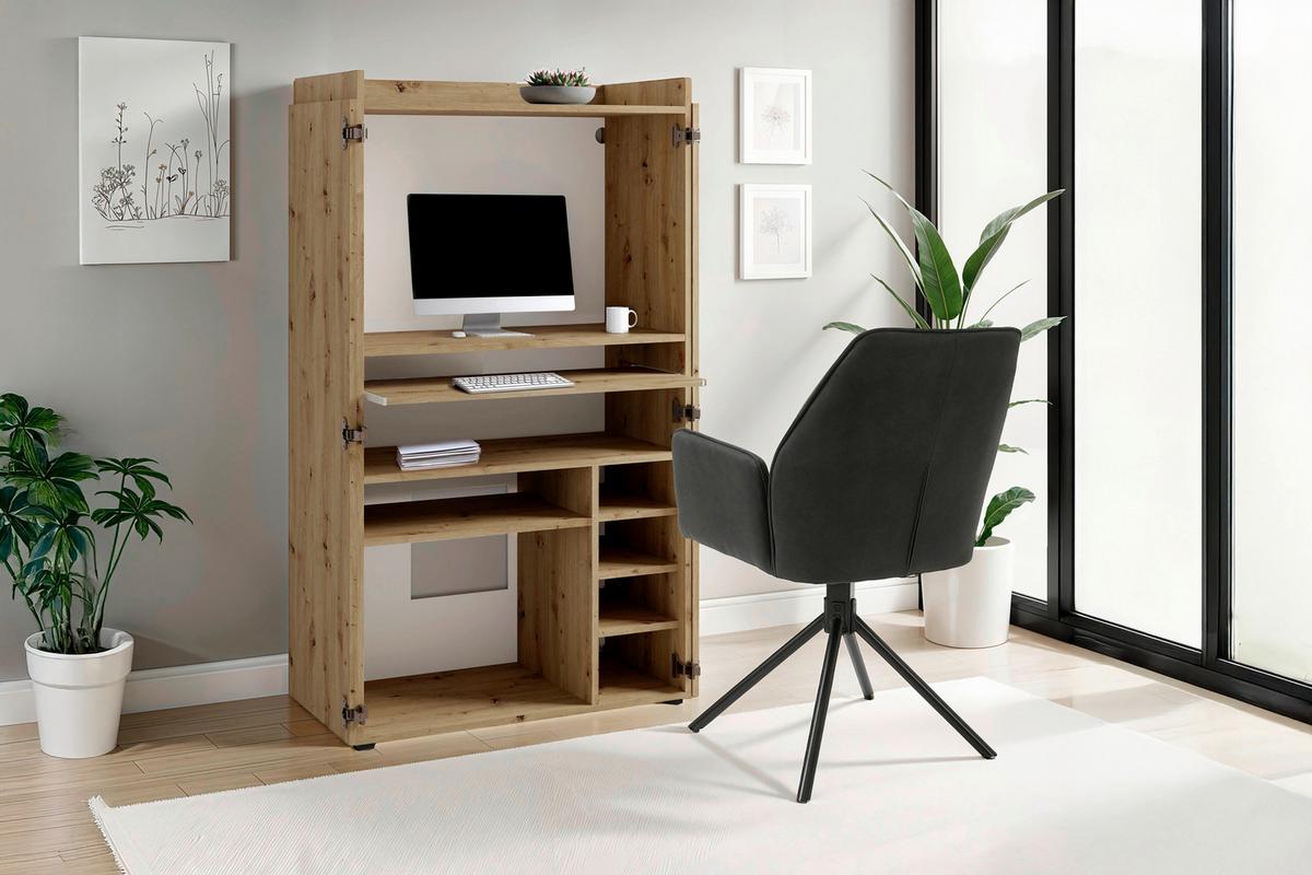 SEKRETÄR JANNE - Schwarz/Eiche Artisan, MODERN, Holzwerkstoff/Kunststoff (80/40/141cm) - MID.YOU