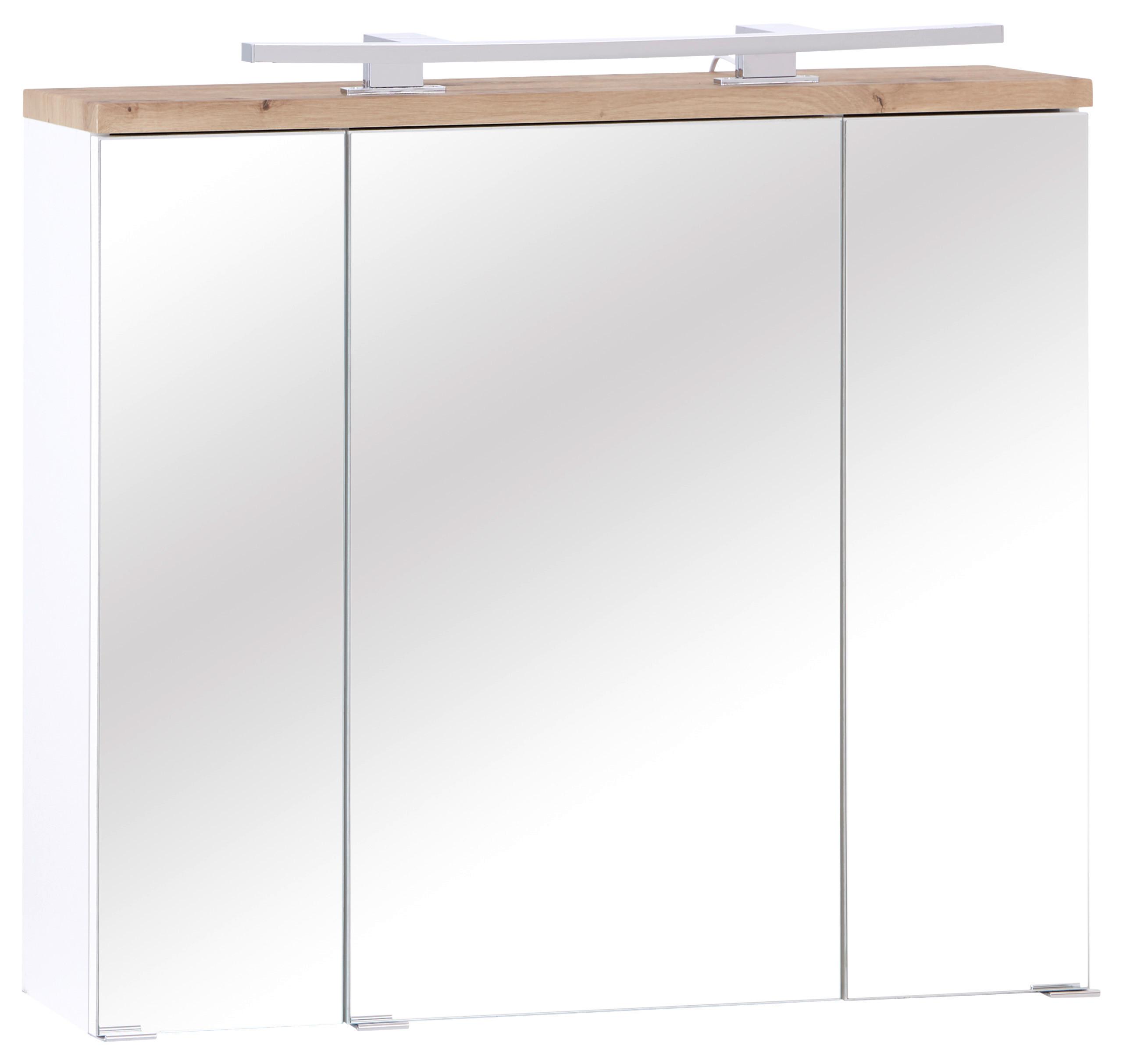 Element S Ogledalom Marbella - bijela/boje kroma, Moderno, staklo/drvni materijal (80/70/20cm) - Premium Living