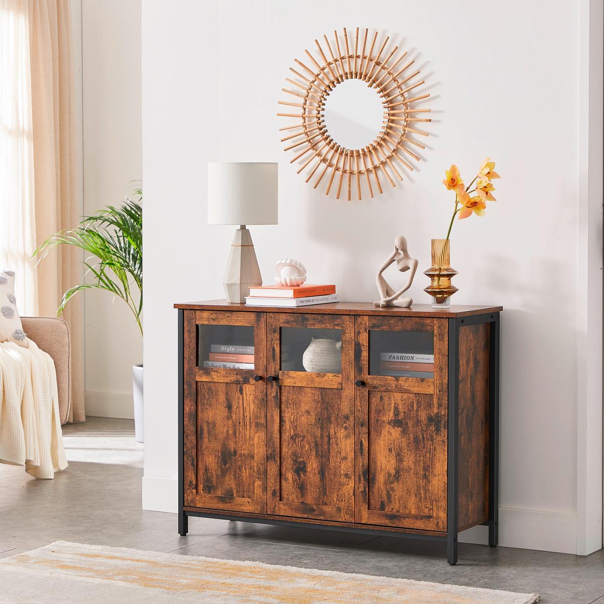 Sideboard in Dunkelbraun, Schwarz ca. 100x75x35 cm - Dunkelbraun/Schwarz, Trend, Holzwerkstoff (100/75/35cm) - MID.YOU