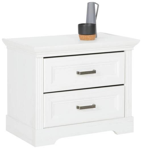 Éjjeliszekrény, Fehér Marilou - nikkel/fehér, Romantik / Landhaus, faalapú anyag/fém (65/52/41cm) - Premium Living