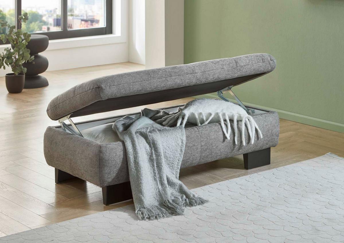 Hocker Lando Grau - Schwarz/Grau, Modern, Textil/Metall (135/45/63cm) - Premium Living