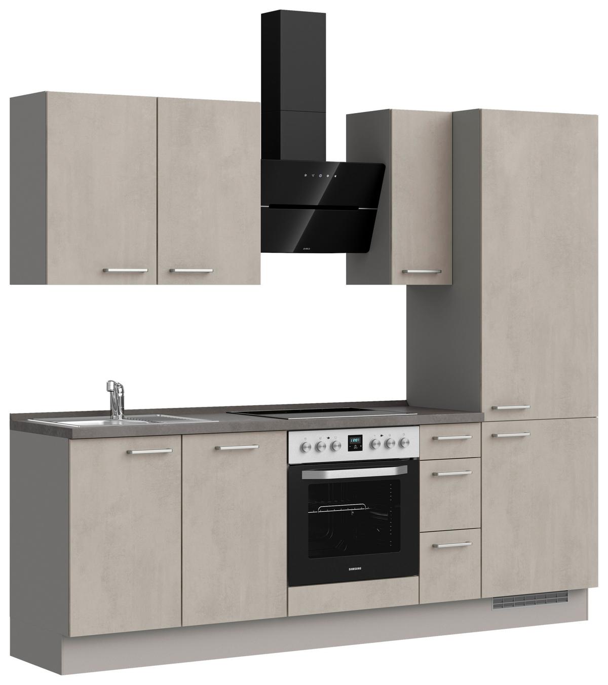 Küchenblock Riva High m. Geräten Grau - Schieferfarben/Edelstahlfarben, MODERN, Holzwerkstoff/Metall (240cm) - Nobilia