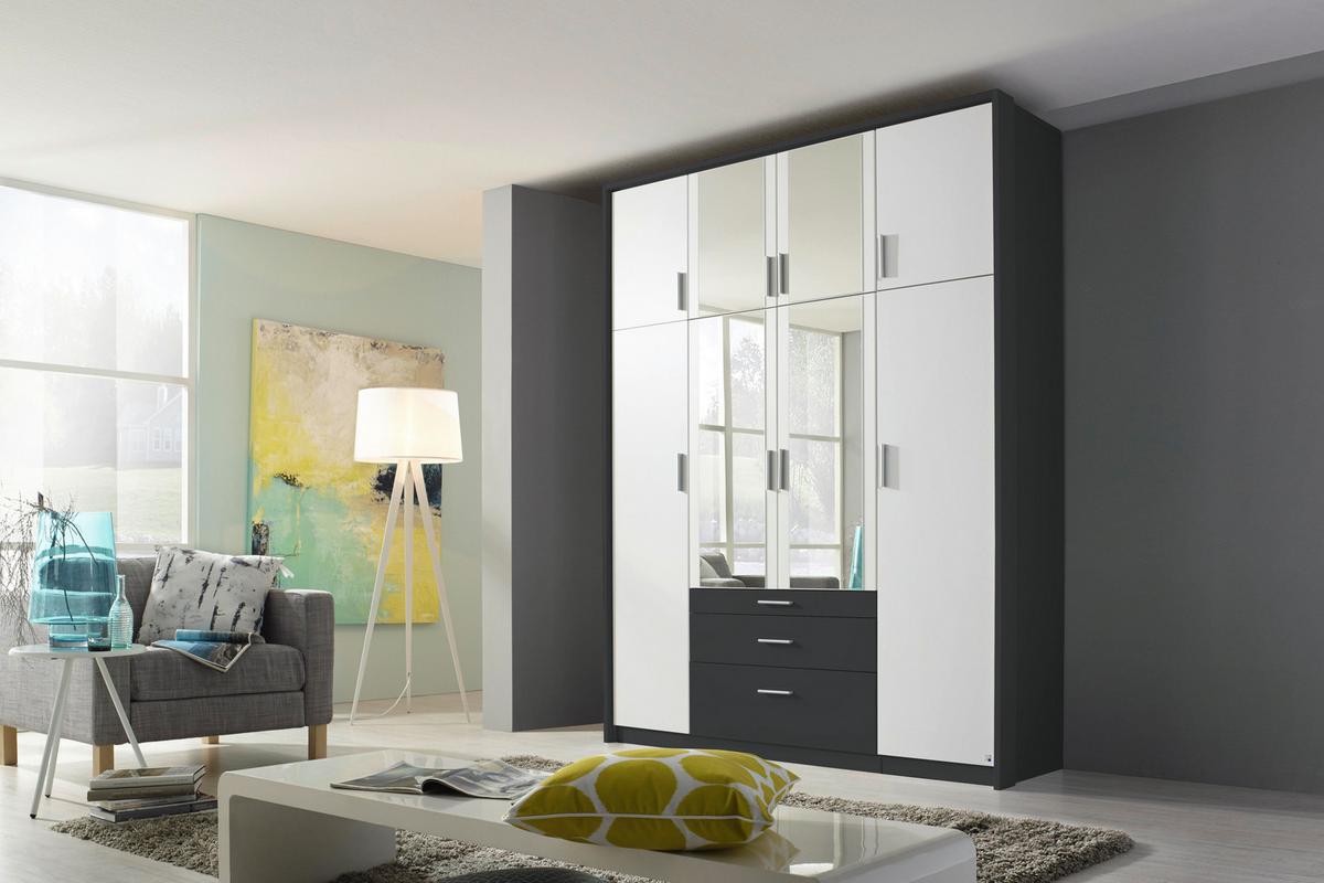Ormar S Klasičnim Vratima Hildesheim - bijela/siva, Design, staklo/drvni materijal (185/231/56cm) - Modern Living