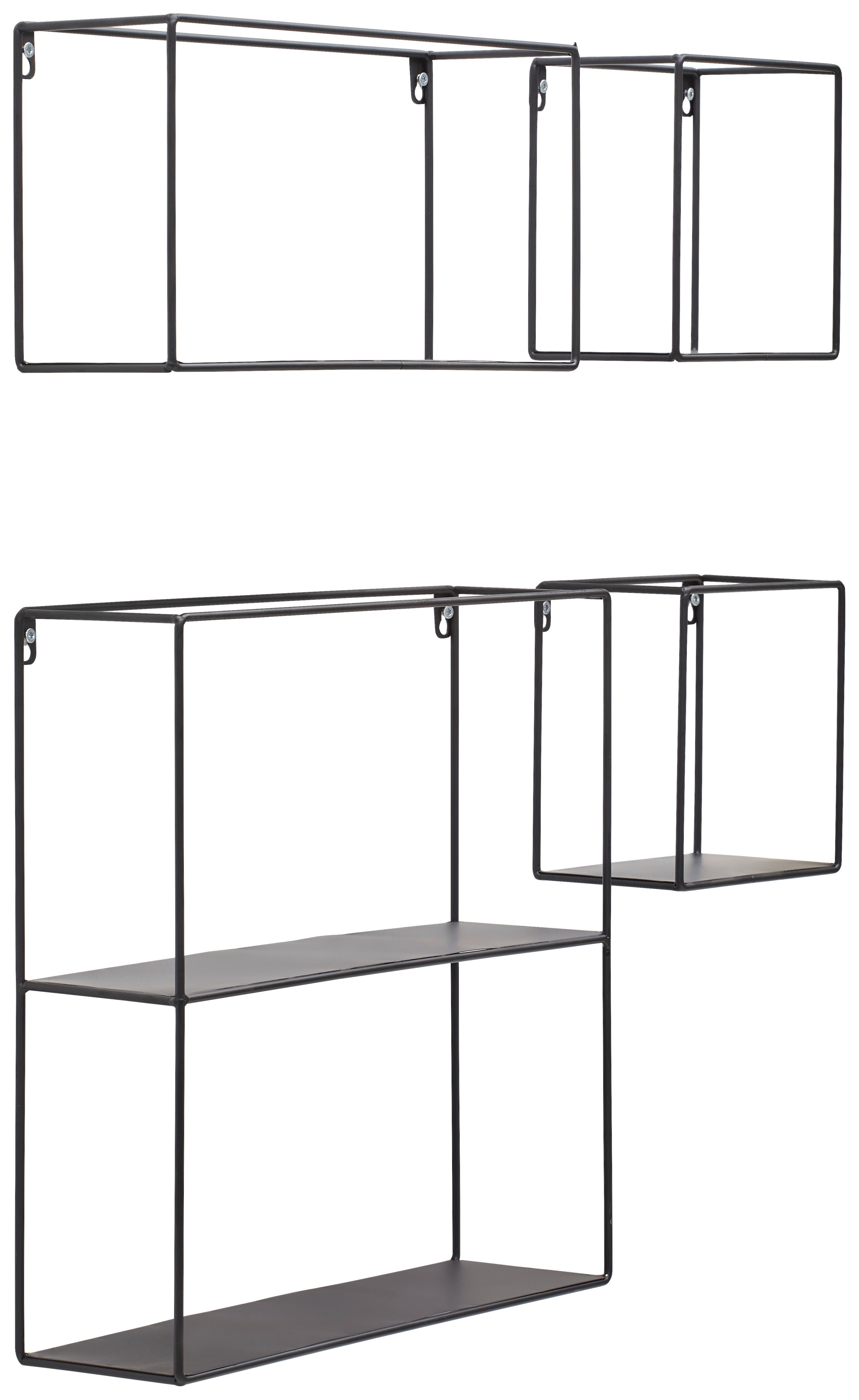 ZESTAW REGAŁÓW ŚCIENNYCH CINDY - czarny, Trend, metal (38,5/39/11cm) - Landscape