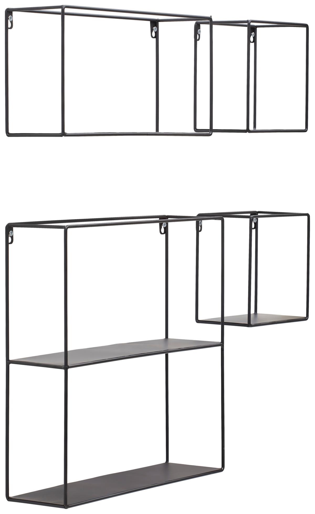 ZESTAW REGAŁÓW ŚCIENNYCH CINDY - czarny, Trend, metal (38,5/39/11cm) - Landscape