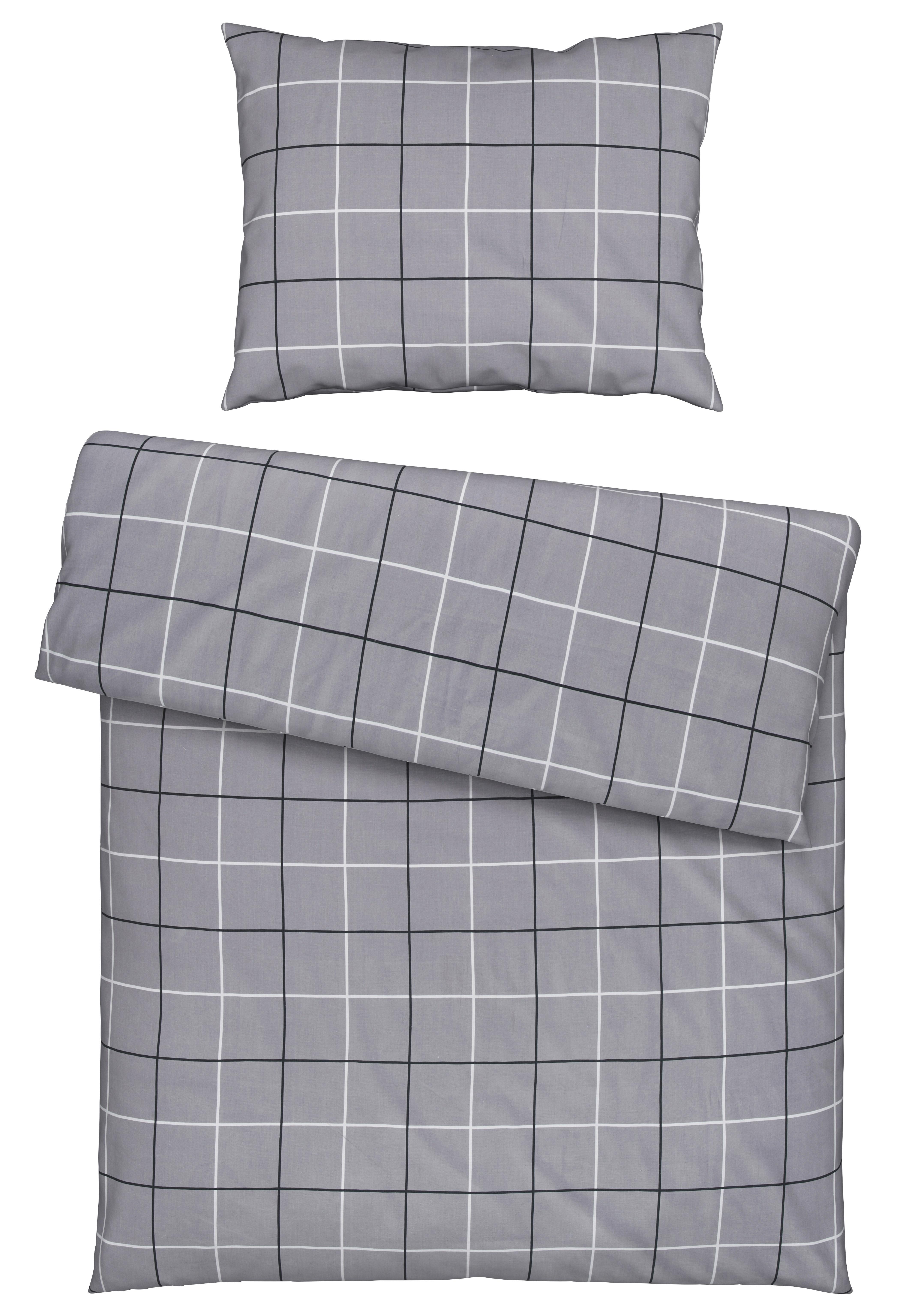 Bettwäsche Gitterkaro Ca. 160x210cm - Grau, Modern, Textil (160/210cm) - Modern Living