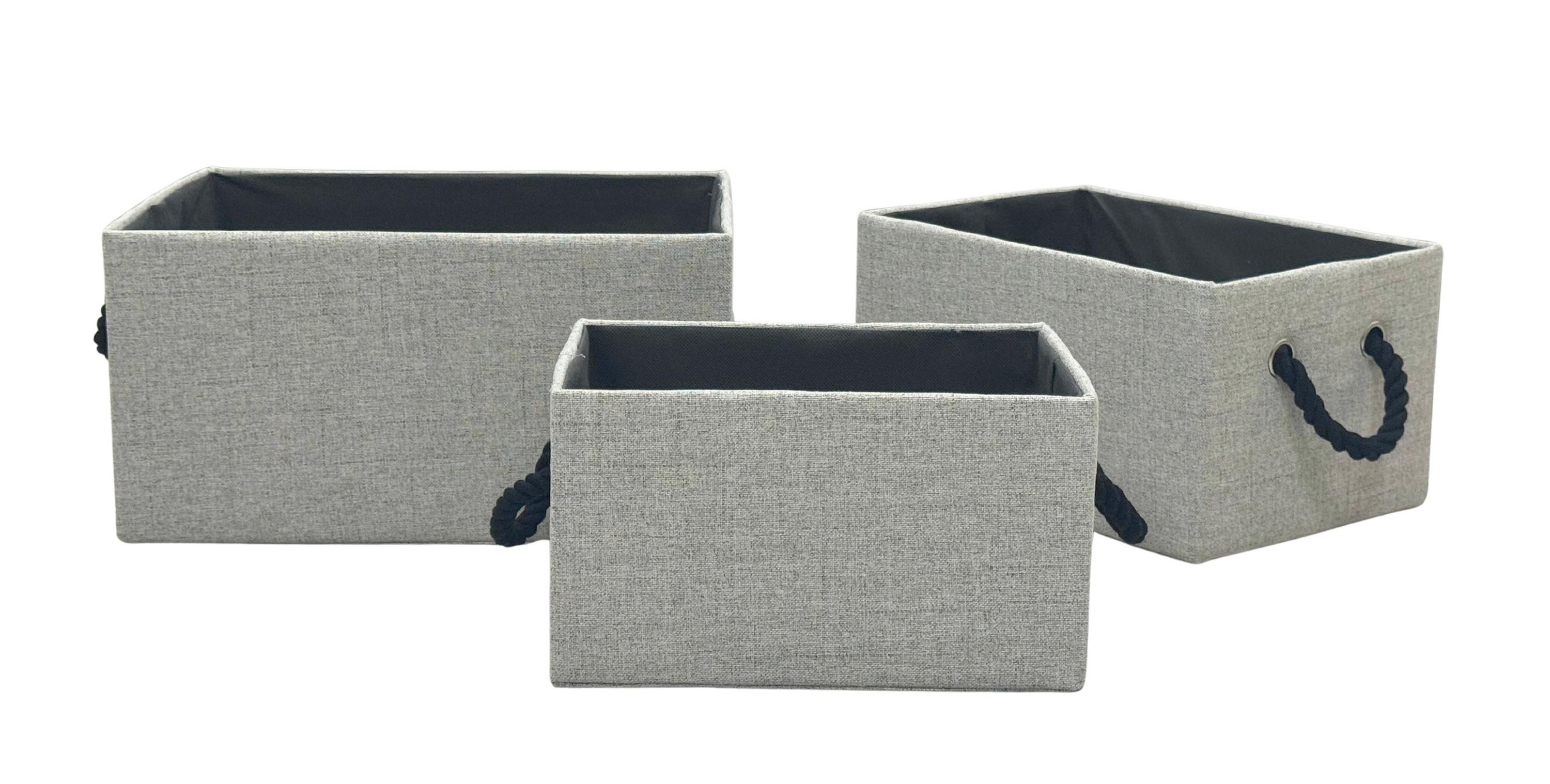 Aufbewahrungsboxen-Set Mars Hellgrau, 3-Teilig - Hellgrau, Modern, Karton/Textil - Mömax
