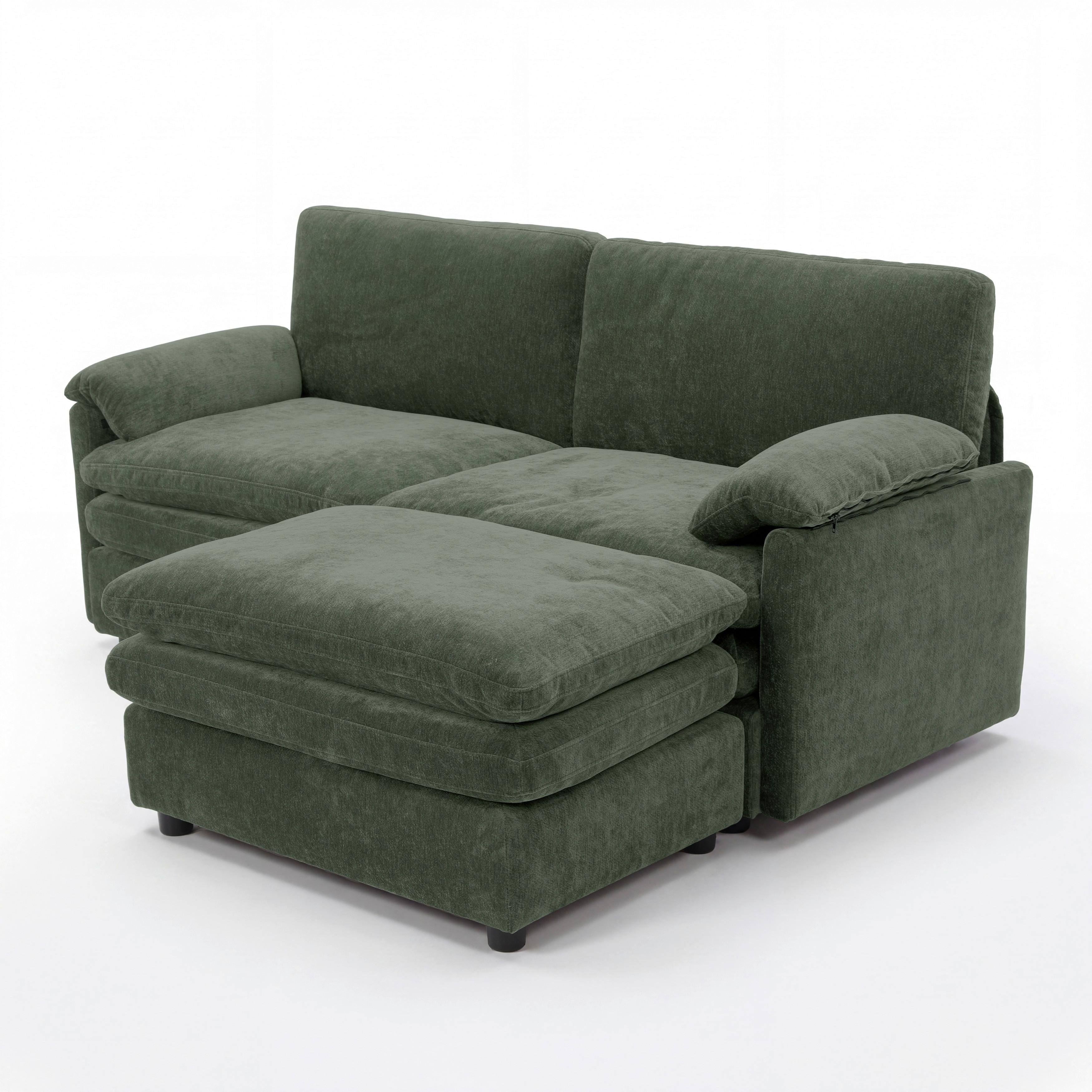 SOFFA ALESSIA - grön/svart, Modern, trä/textil (188/137cm) - Bessagi Home