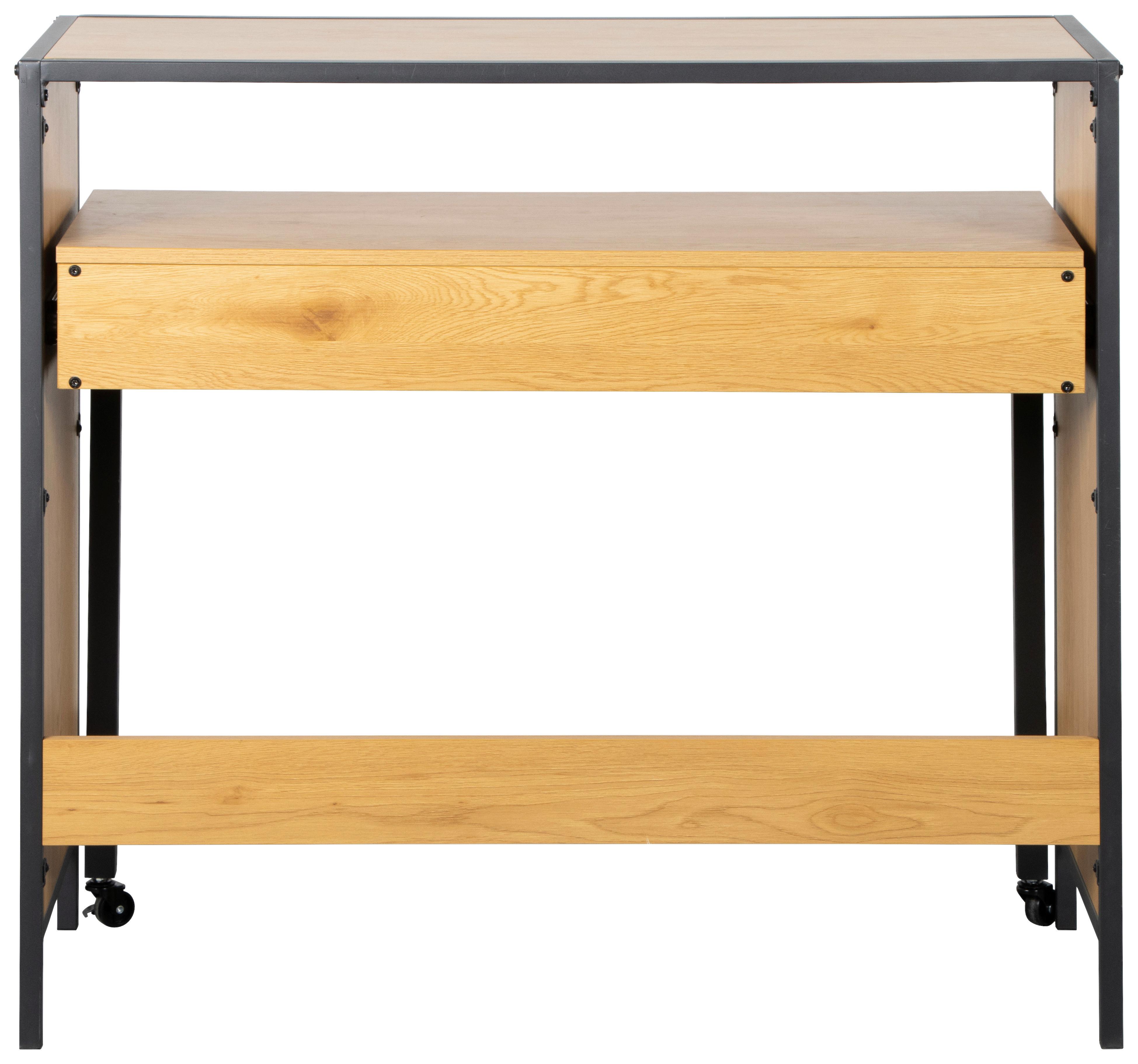 SKRIVBORD LENNY - svart/ekfärgad, Modern, metall/trämaterial (100/40/75.5-93.5cm) - Bessagi Home