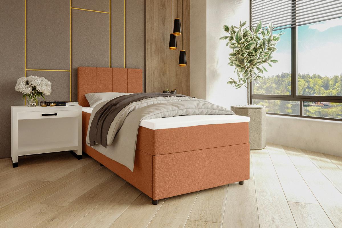 Boxbett Odin Orange ca. 90x200cm - Schwarz/Orange, KONVENTIONELL, Kunststoff/Textil (90/200cm) - Based