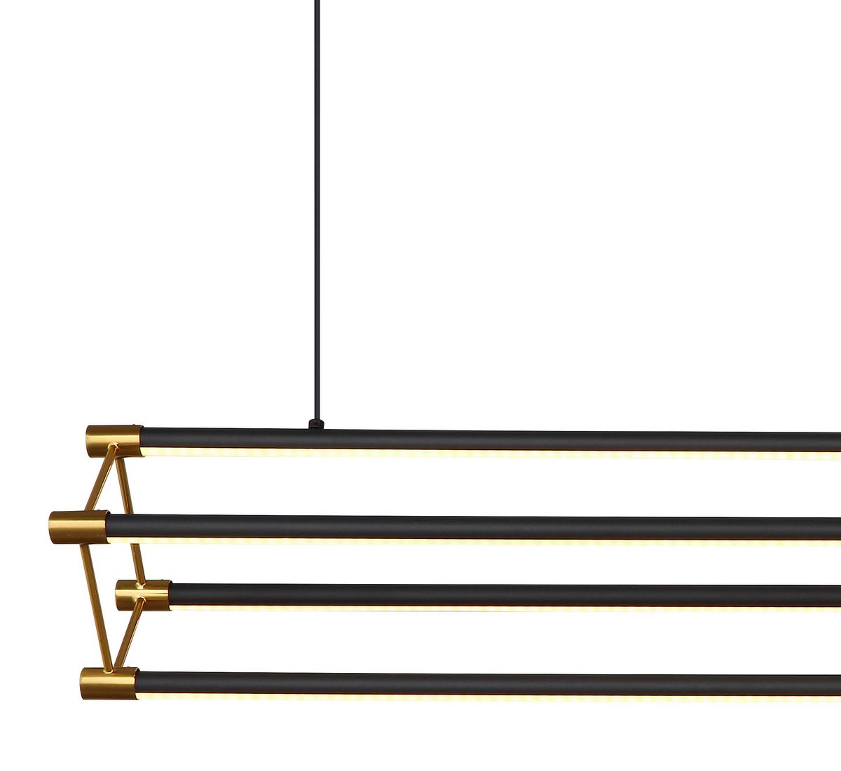 SUSPENSION LED 67184-40 - noir/doré, Design, métal/matière synthétique (104/16,2/150cm) - Globo