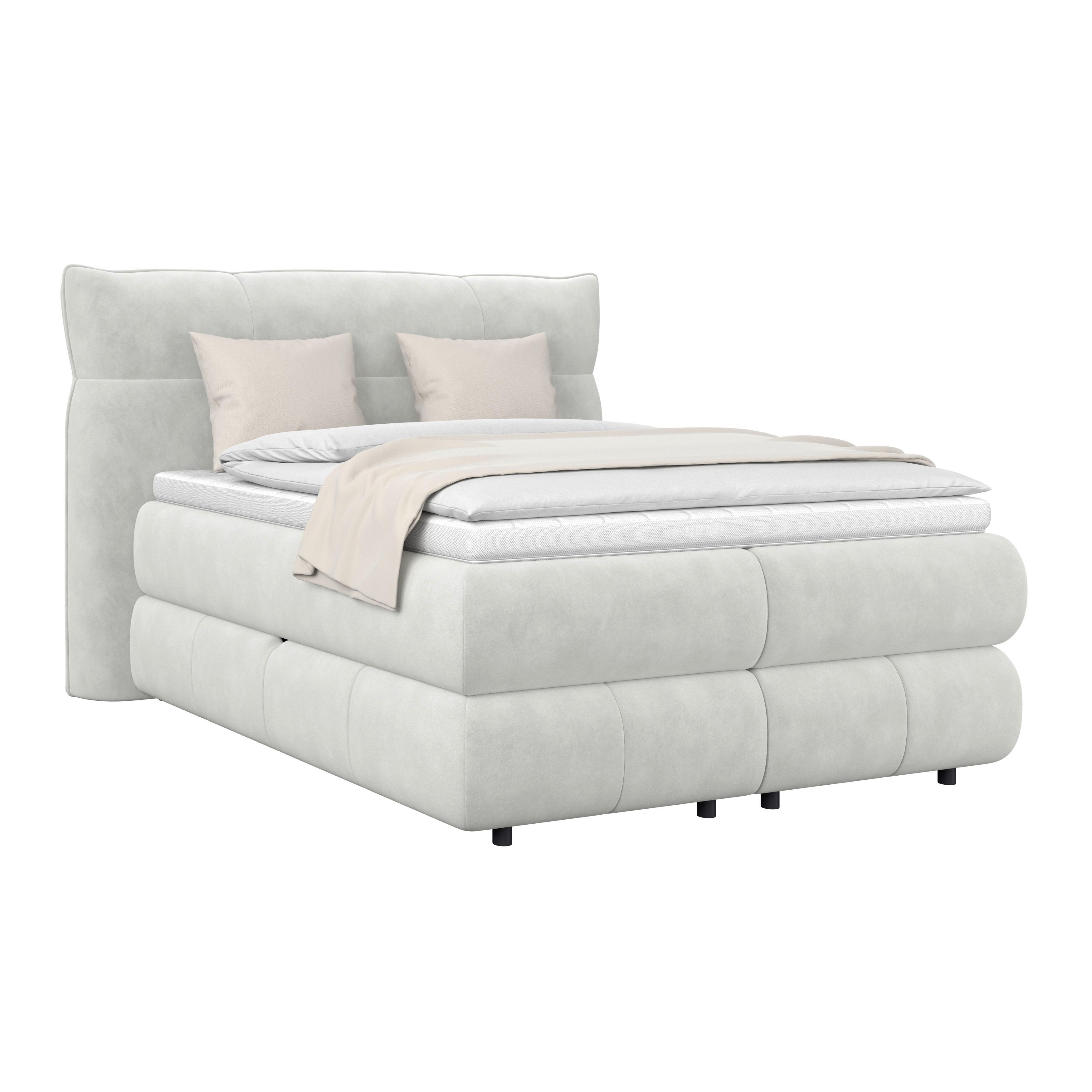 Boxspring Krevet Carmelo - crna/krem, Trend, tekstil/plastika (140/200cm) - Premium Living