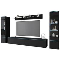 Wohnwand Vera 4-tlg. ca. 240x130 cm Schwarz - Schwarz/Graphitfarben, Design, Glas/Holzwerkstoff (240/130/33cm) - P & B