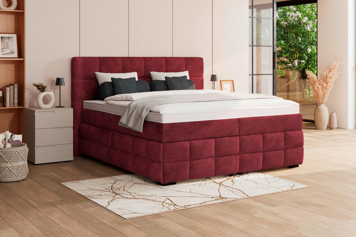 PAT BOX VEGA - verde/roșu burgund, Trend, lemn/textil (160/200cm) - Modern Living