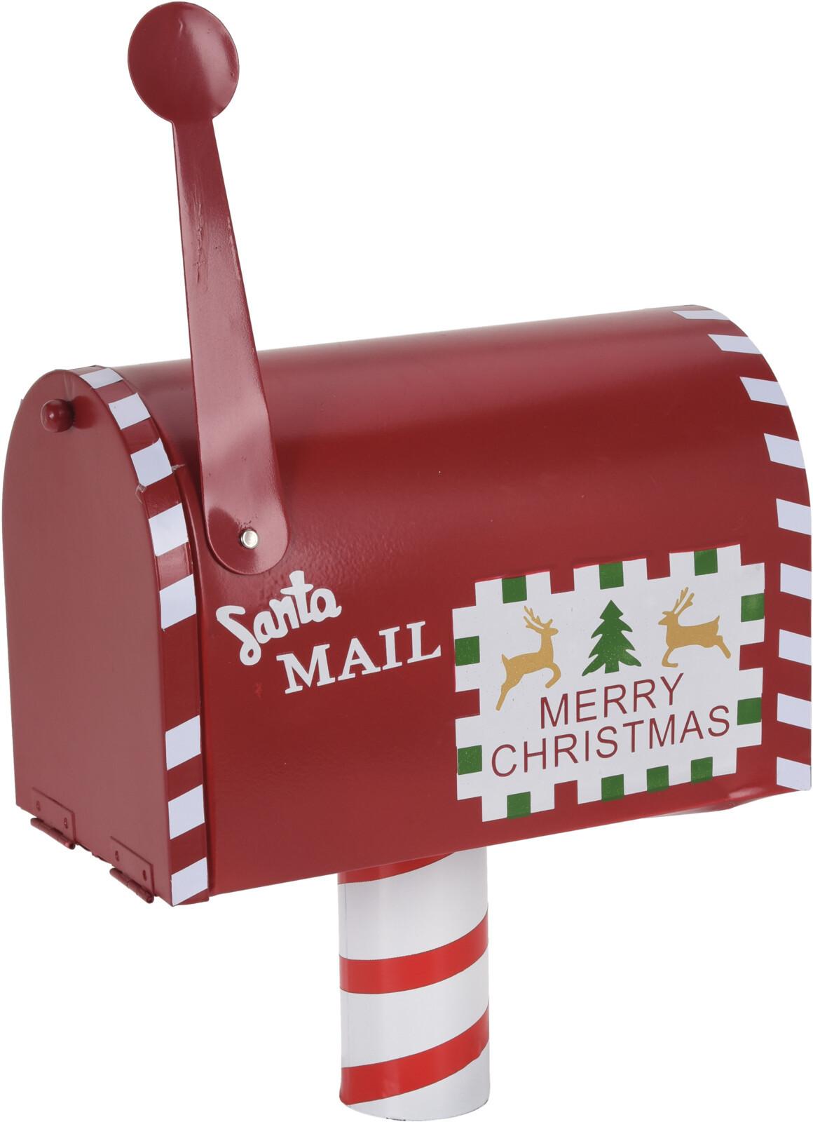 Dekor Postaláda Santa - Piros/Fehér, Fém (26,5/15/23cm)