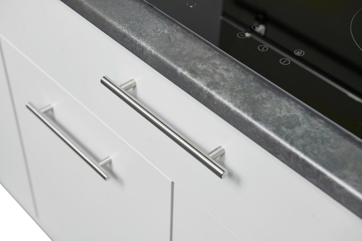 Küchenblock Eddy mit Geräten ca.260cm Weiß/Grau - Edelstahlfarben/Weiß, KONVENTIONELL, Holzwerkstoff/Metall (260cm) - P & B