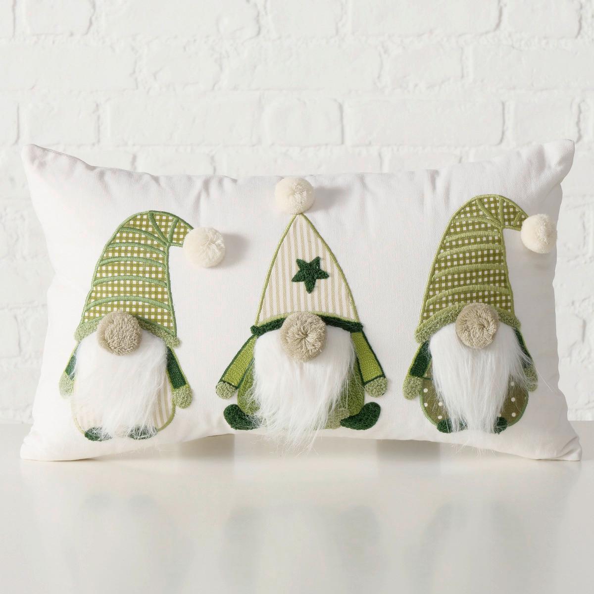 Díszpárna Svari 50/30 - fehér/zöld, textil/fém (50/30/10cm) - Mömax