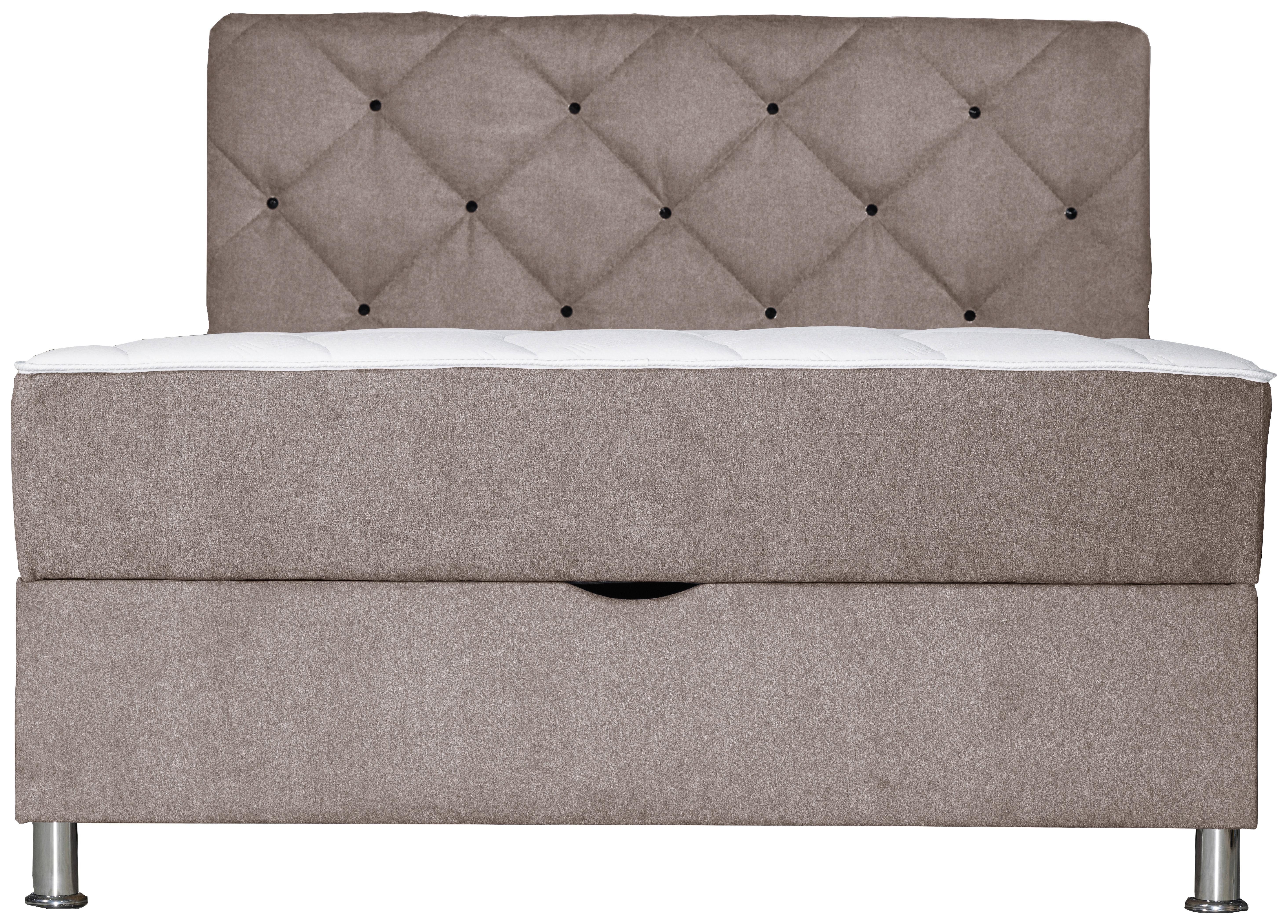 Postelja Z Vzmetnico Black Diamant, 140x200, Rjava - svetlo rjava/barve kroma, Design, umetna masa/tekstil (140/200cm) - Modern Living