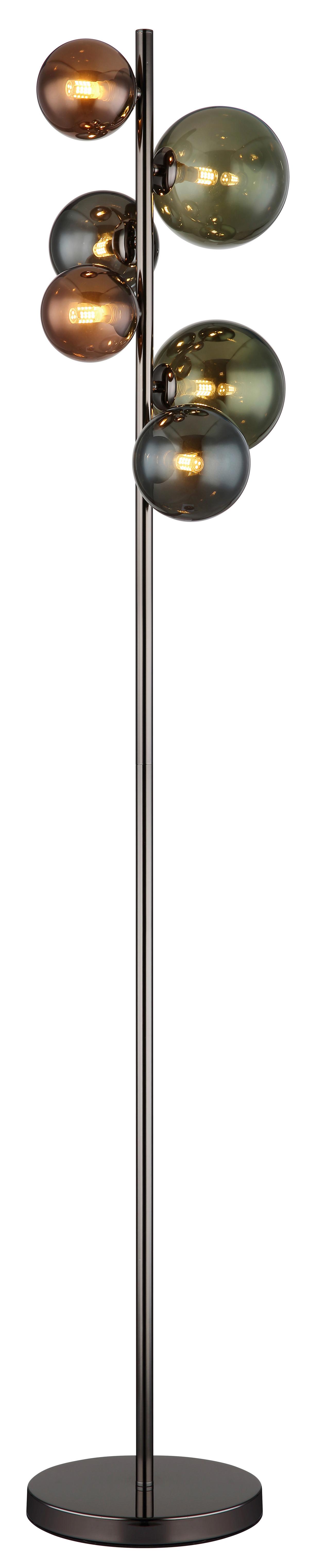 LED-STEHLEUCHTE 56142-6S RIHA - Petrol/Schwarz, Design, Glas/Kunststoff (28,5/26,5/155cm) - Globo