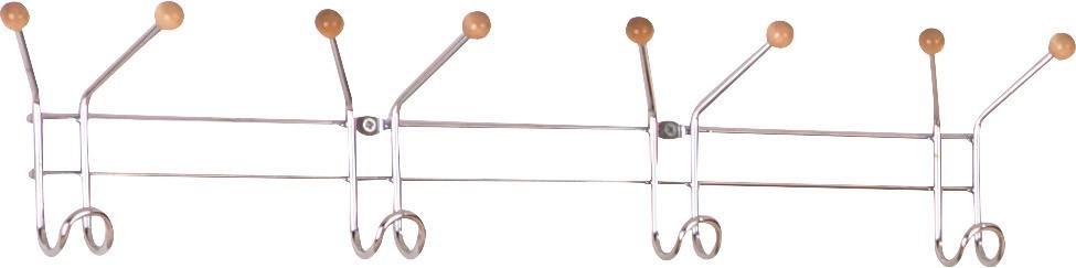 Stenski Obešalnik Karl, Kromirano Jeklo - barve kroma, Basics, kovina/les (60/12/5cm) - Boxxx