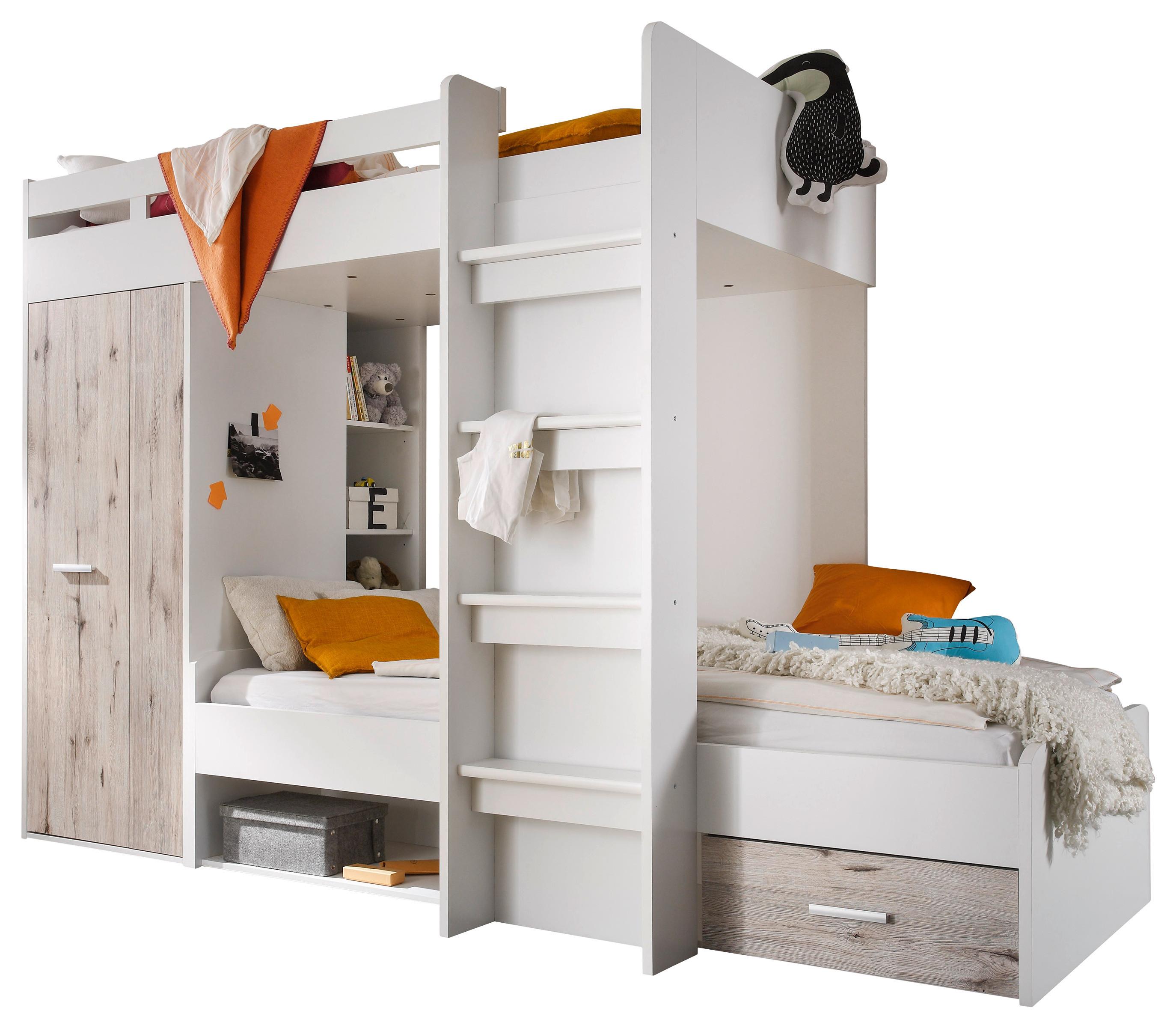 Krevet Na Kat Maxi - bijela/boje hrasta, Konvencionalno, drvni materijal (90/200cm) - Bessagi Kids