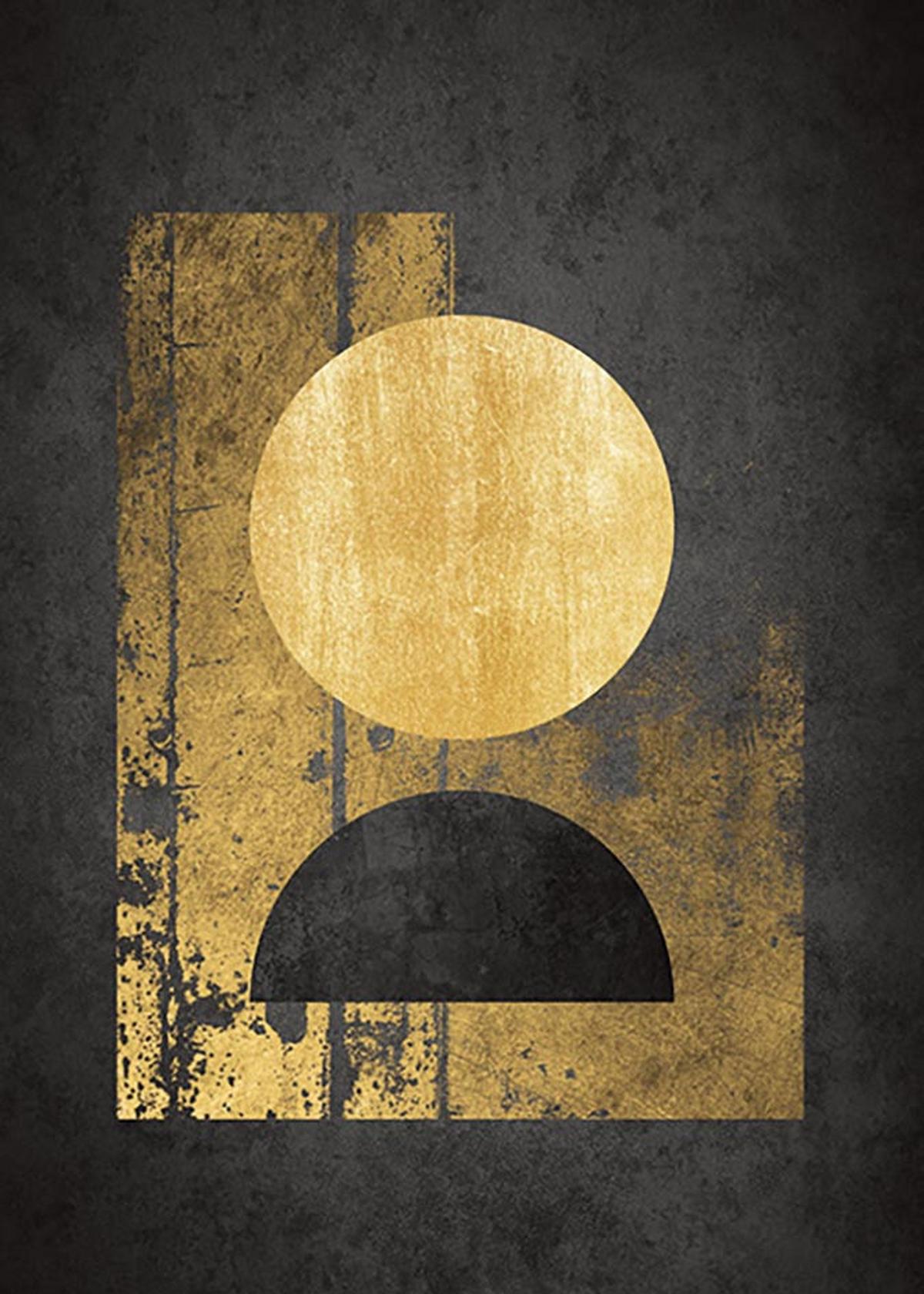 Vászonkép Arany-Ezüst Kb. 60x90cm - színes, Design, faalapú anyag/textil (60/90cm)