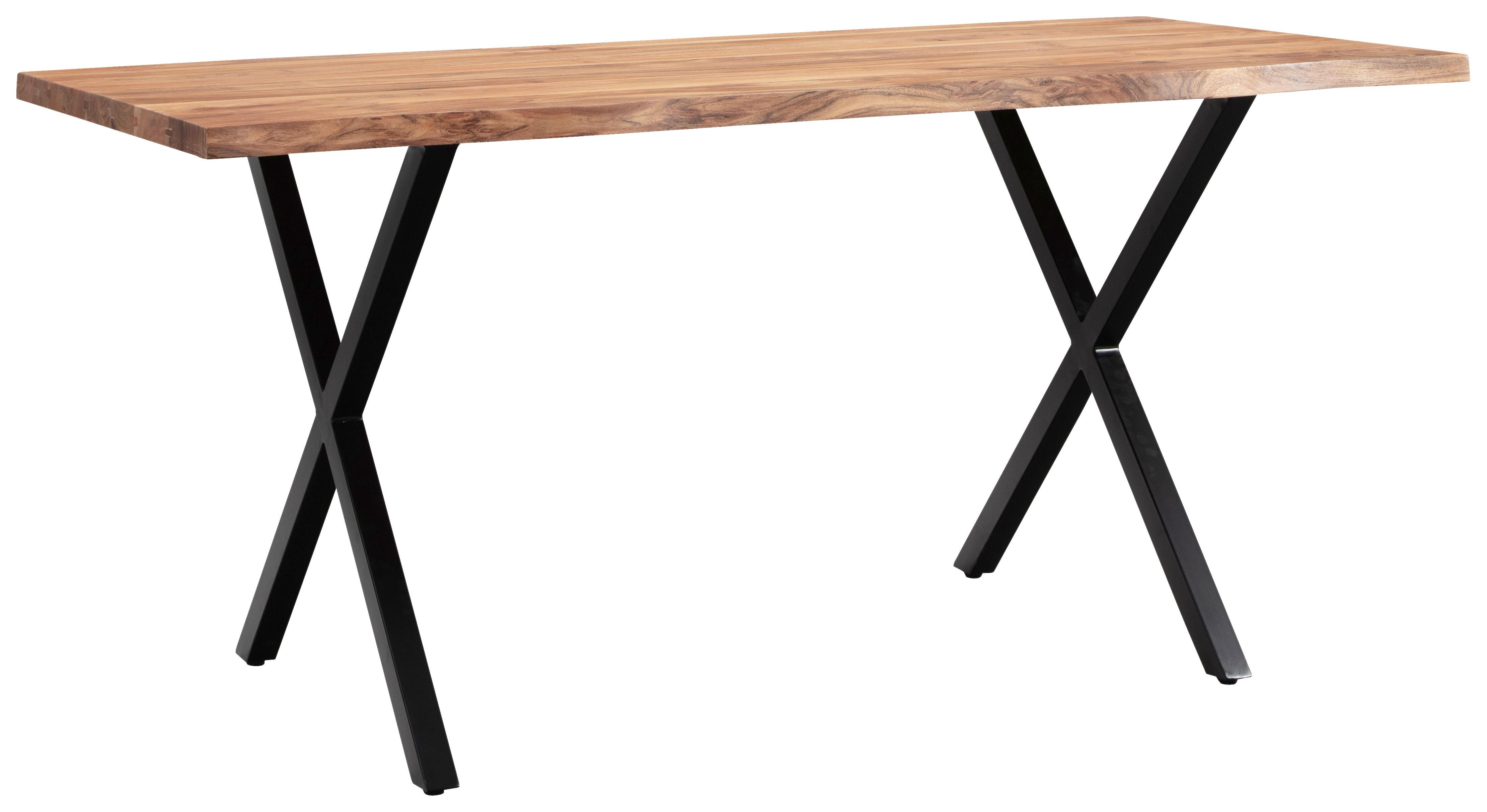 Esstisch ca. 140x80x76 cm Echtholz/Schwarz - Schwarz/Akaziefarben, MODERN, Holz/Metall (140/80/76cm) - MID.YOU
