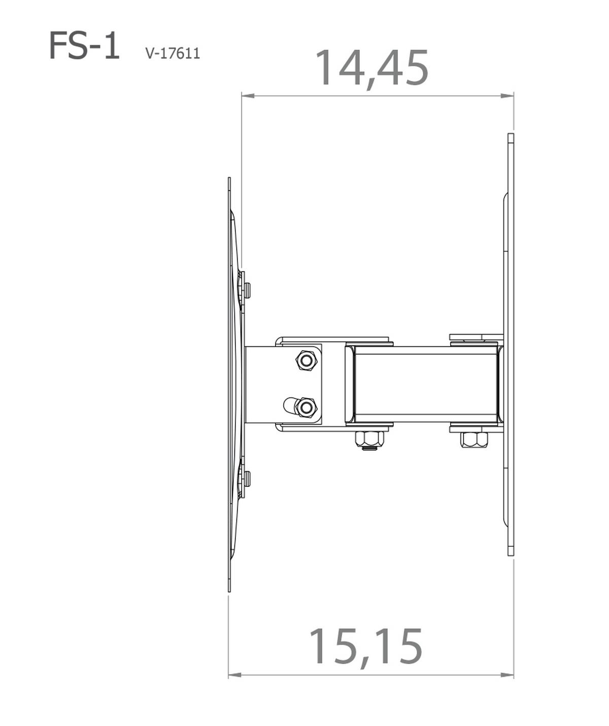TV-Wandhalter FS 1 in ca. 25x22 cm Silber - Silberfarben, KONVENTIONELL, Metall (24,33/22/9,6cm) - MID.YOU