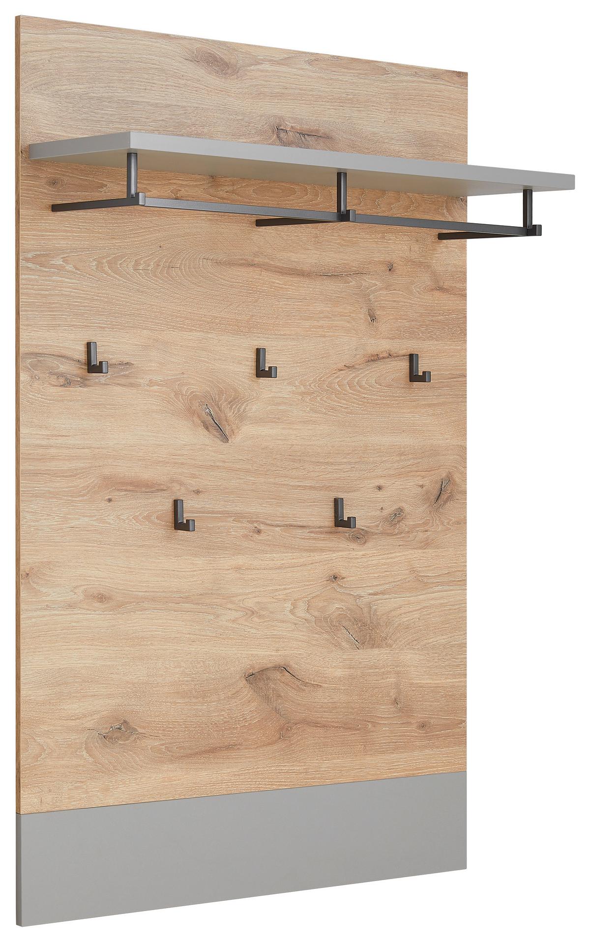 Garderobenpaneel Dynamic in Hellgrau - Modern, Holzwerkstoff (80/120/28cm) - Mömax