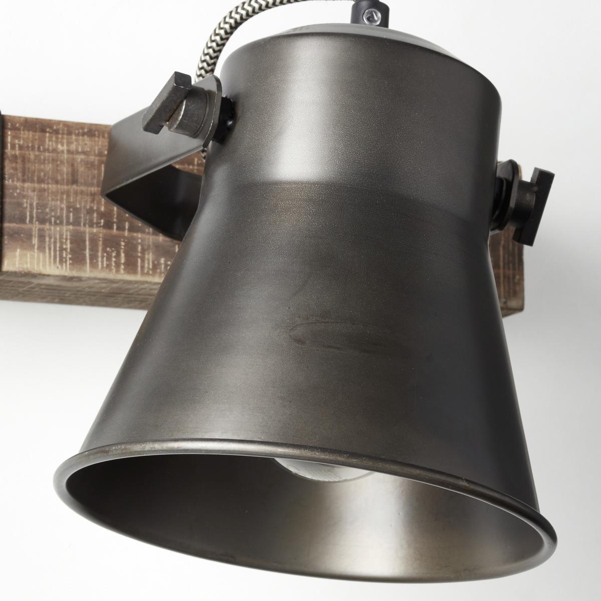 Wandleuchte  Plow in Schwarz max. 10 Watt - Schwarz, Design, Holz/Metall (24/25cm) - Brilliant