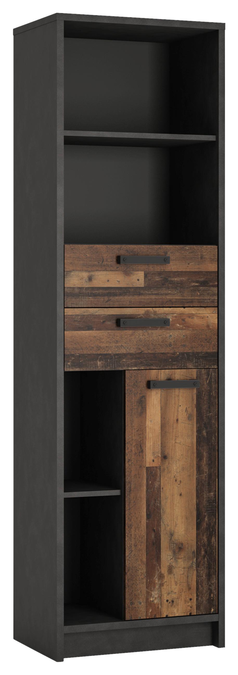 Etajera NUBI - stejar vechi/gri închis, Modern, material pe bază de lemn (55,8/196/42cm) - Modern Living