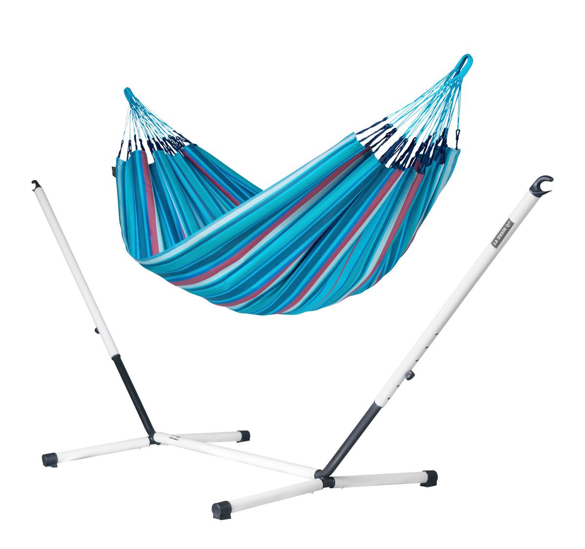 Hängematte Classic Double Hammock Blau/Rot - Blau/Kirschrot, KONVENTIONELL, Textil (160/350cm) - La Siesta