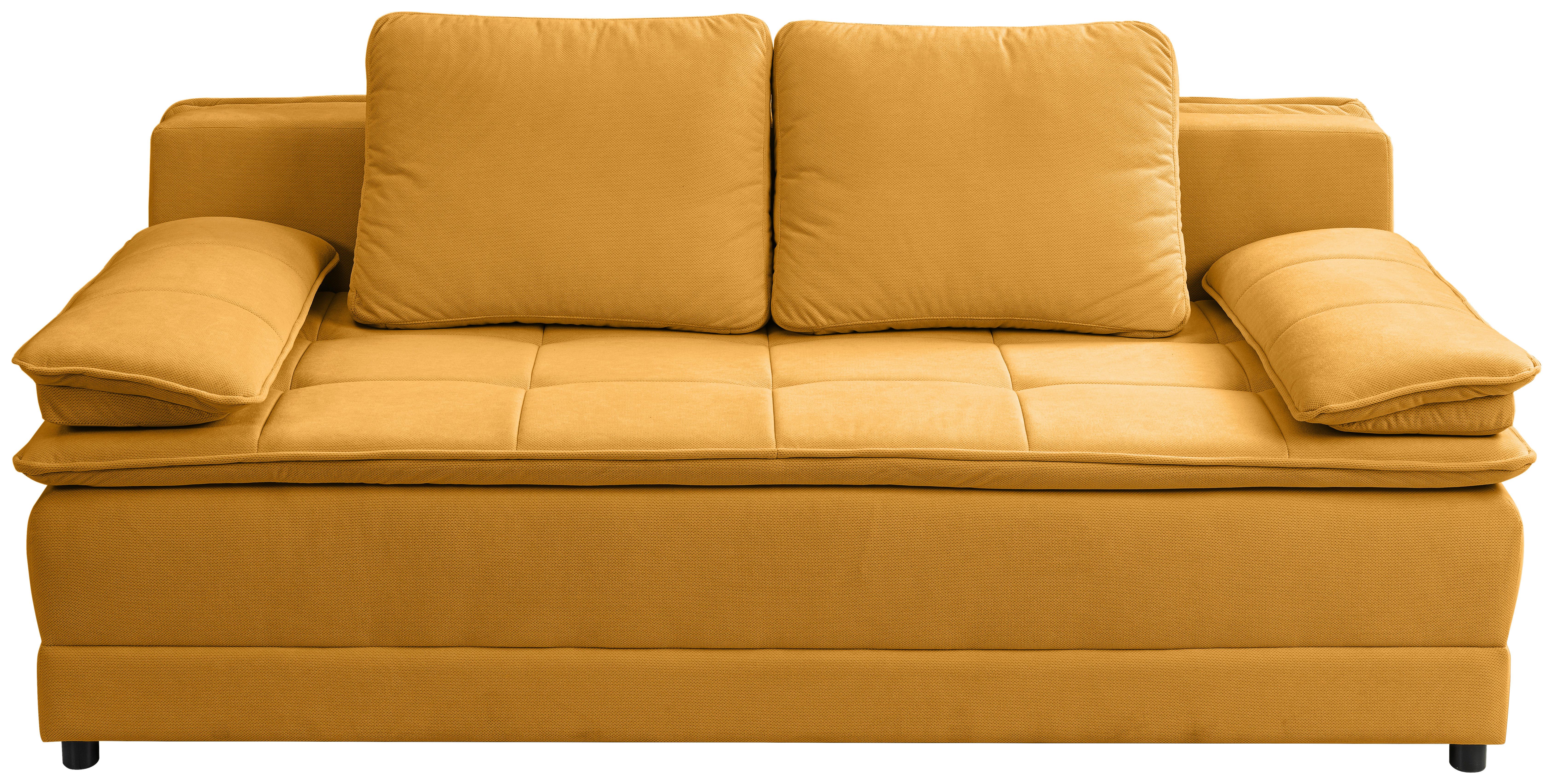 Canapea extensibila ALICE - galben, Modern, textil (202/73-92/105cm)