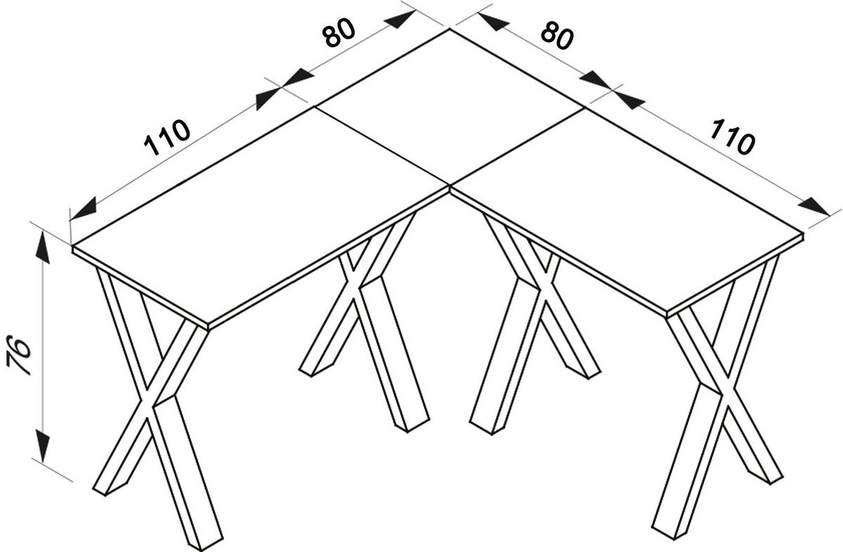 Kotna Pisalna Miza Lona, Antracit, Črna, 190x190cm - srebrne barve/črna, Moderno, kovina/leseni material (190/190/76cm) - MID.YOU