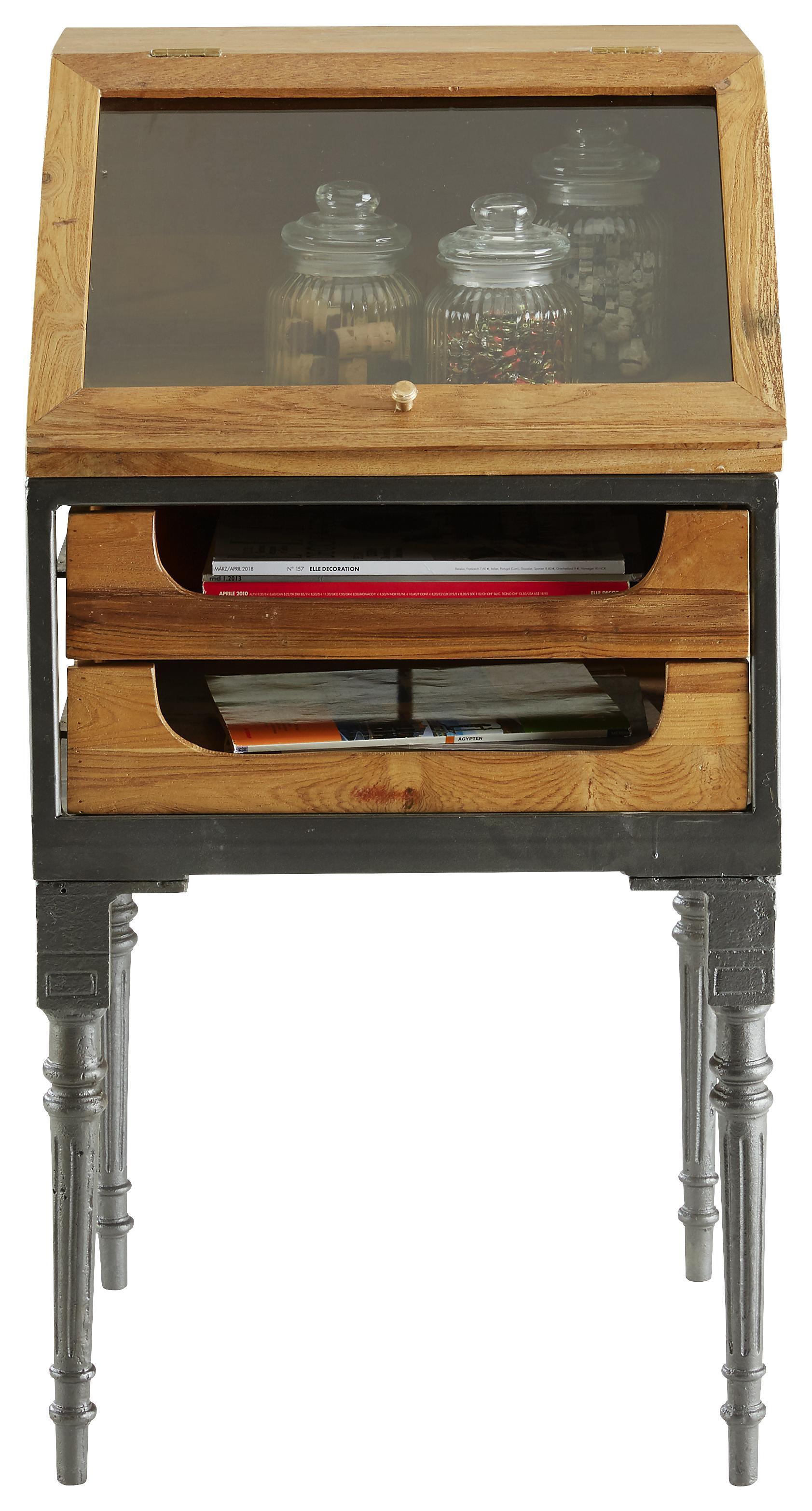 Konsole in Naturfarben - Naturfarben/Grau, LIFESTYLE, Glas/Holz (46/94/49,5cm) - Premium Living