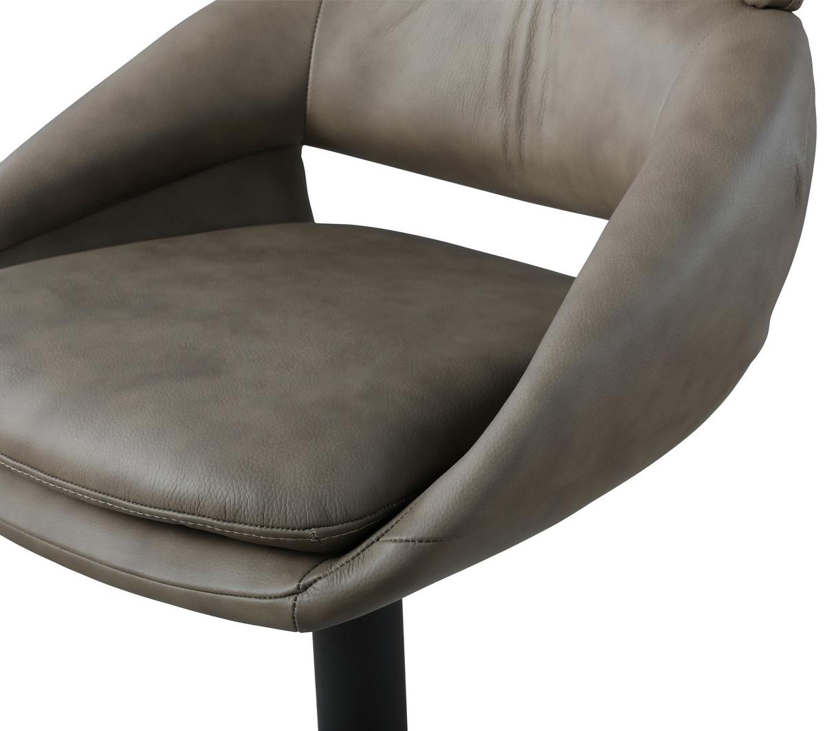STOŁEK BAROWY VICTORIA - czarny/taupe, Design, skóra/metal (55/105/56cm) - Emilio Belluti