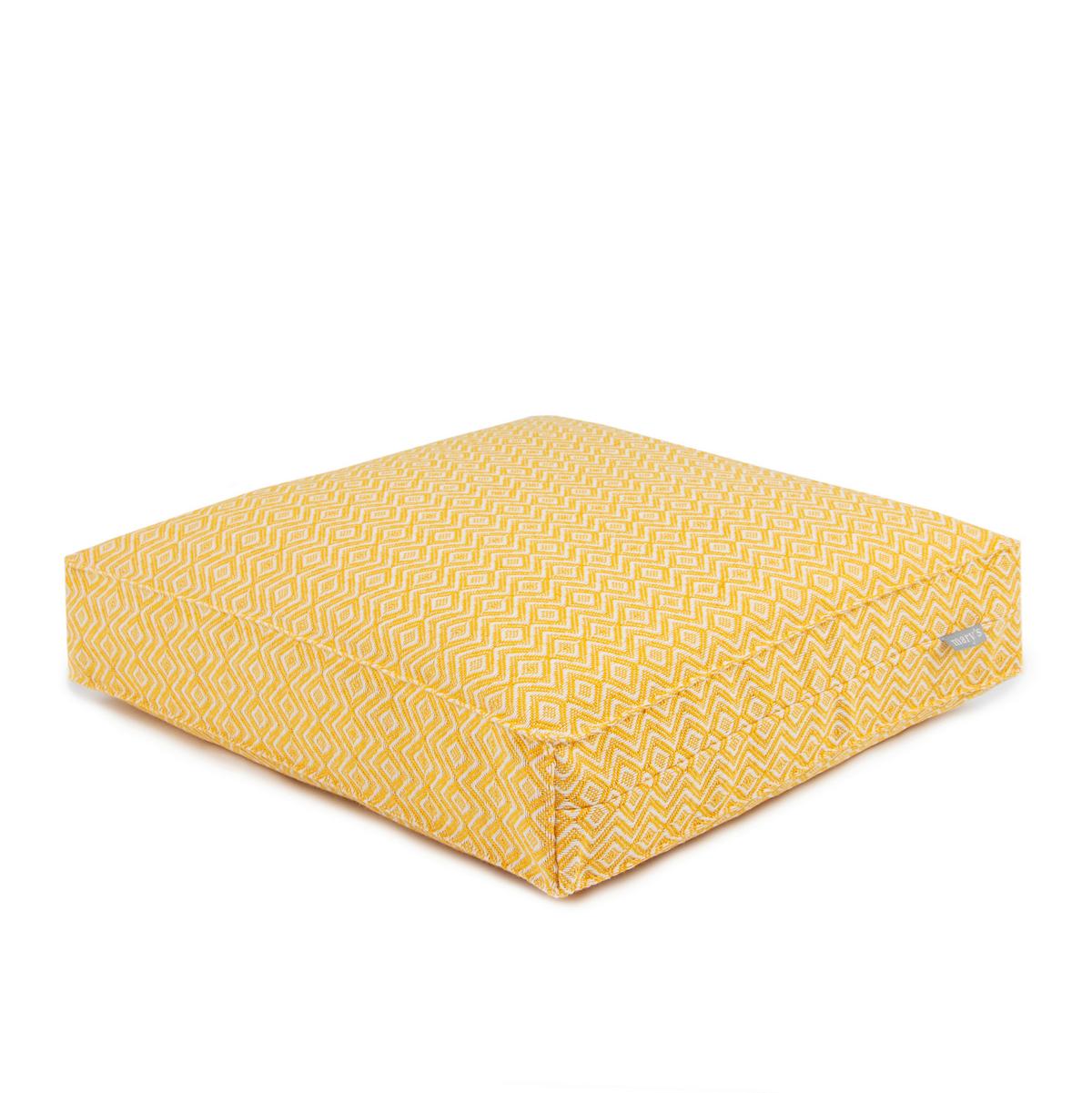 Ülőpárna Dobby 40/40 - sárga, textil (40/40/8cm)