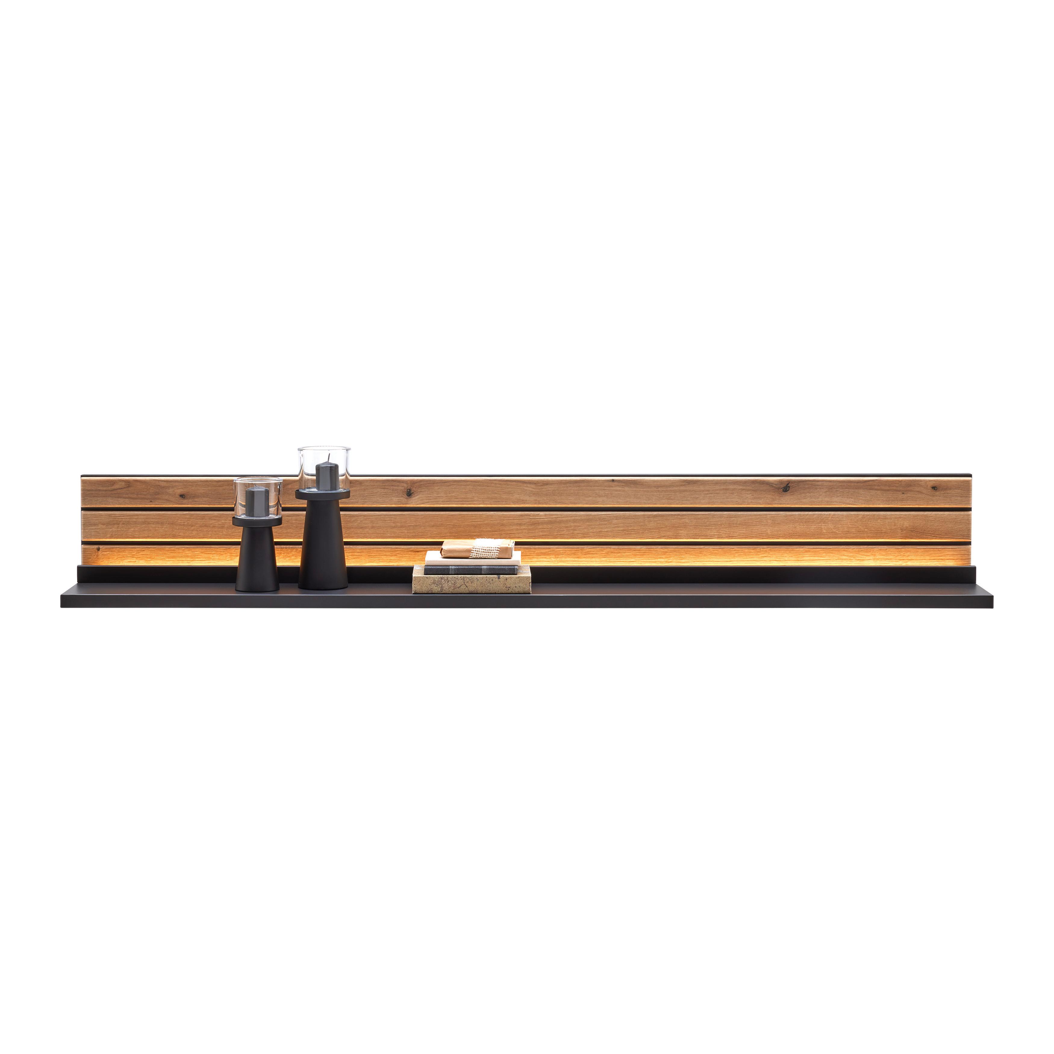 Wandboard Carreto in Schwarz/Eichefarben - Eichefarben/Schwarz, MODERN, Holzwerkstoff (150/20/20cm) - Premium Living