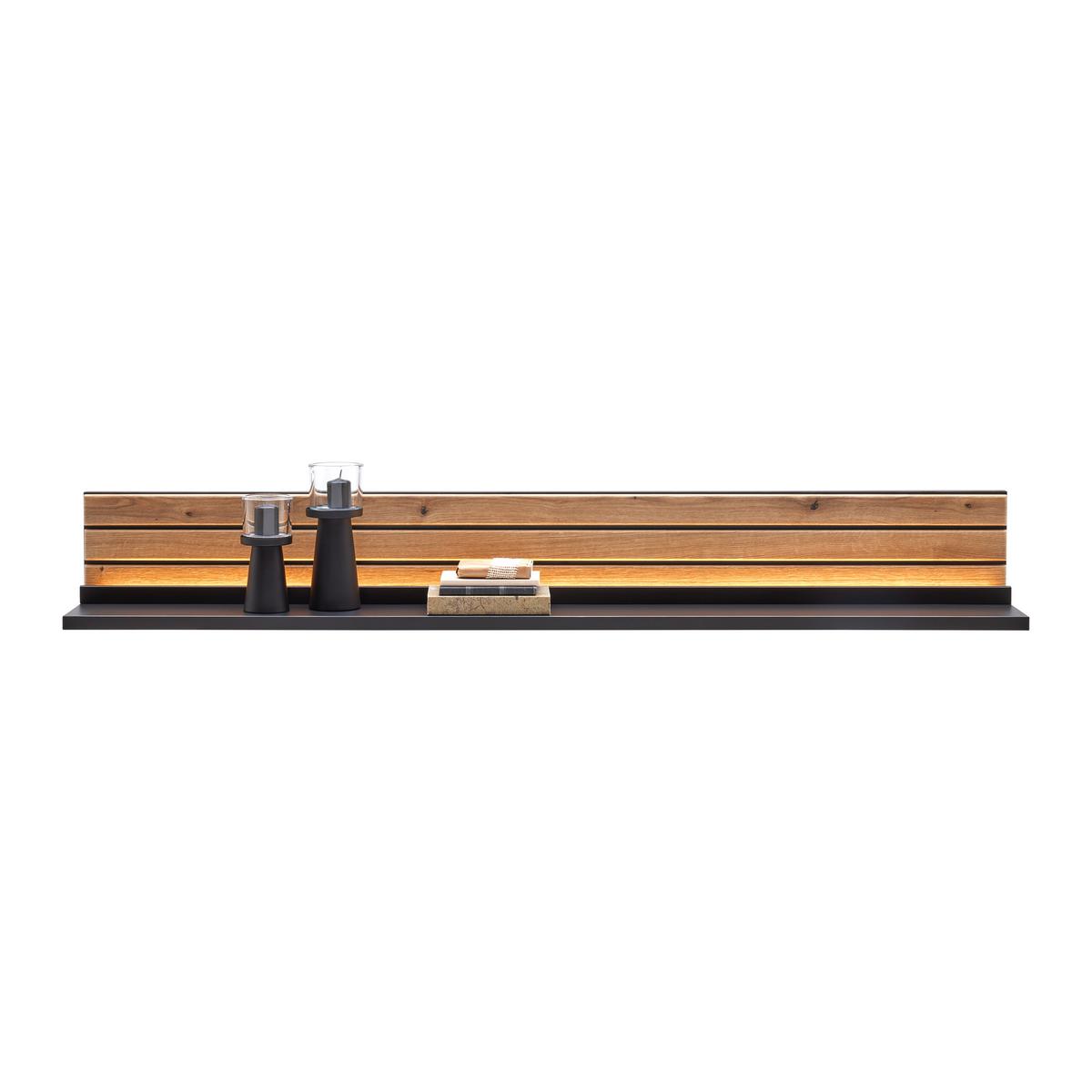 Wandboard Carreto in Schwarz/Eichefarben - Eichefarben/Schwarz, MODERN, Holzwerkstoff (150/20/20cm) - Premium Living