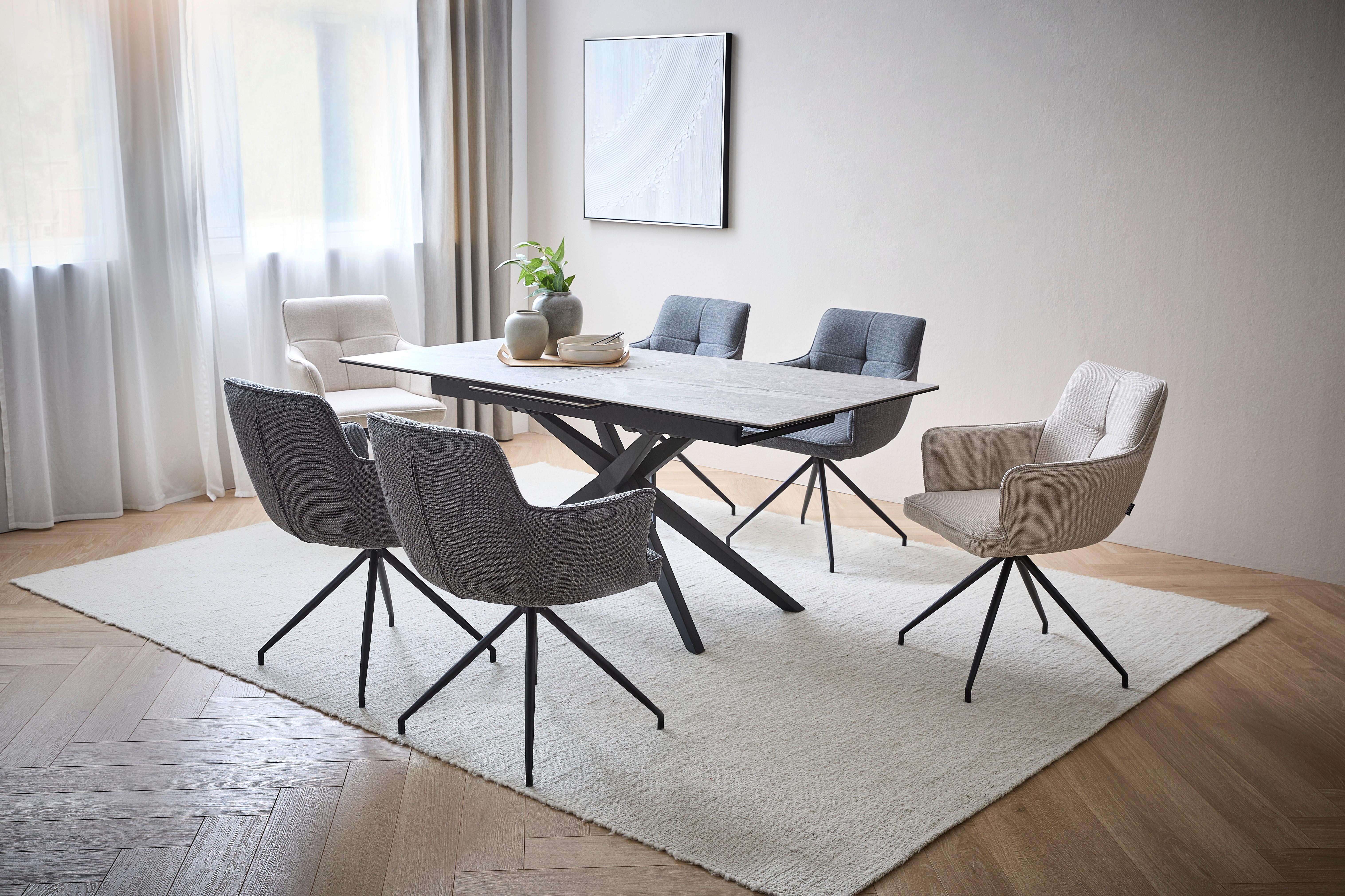 KRZESŁO Z PODŁOKIETNIKAMI BILL - beżowy/czarny, Design, metal/tkanina (58/84/62.5cm) - Novel