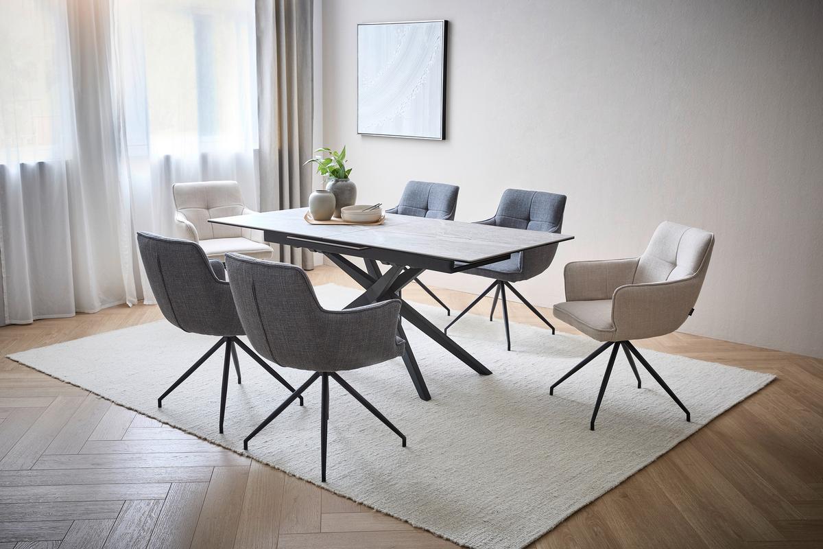 KRZESŁO Z PODŁOKIETNIKAMI BILL -EXKLUSIV- - czarny/szary, Design, metal/tkanina (58/84/62,5cm) - Novel