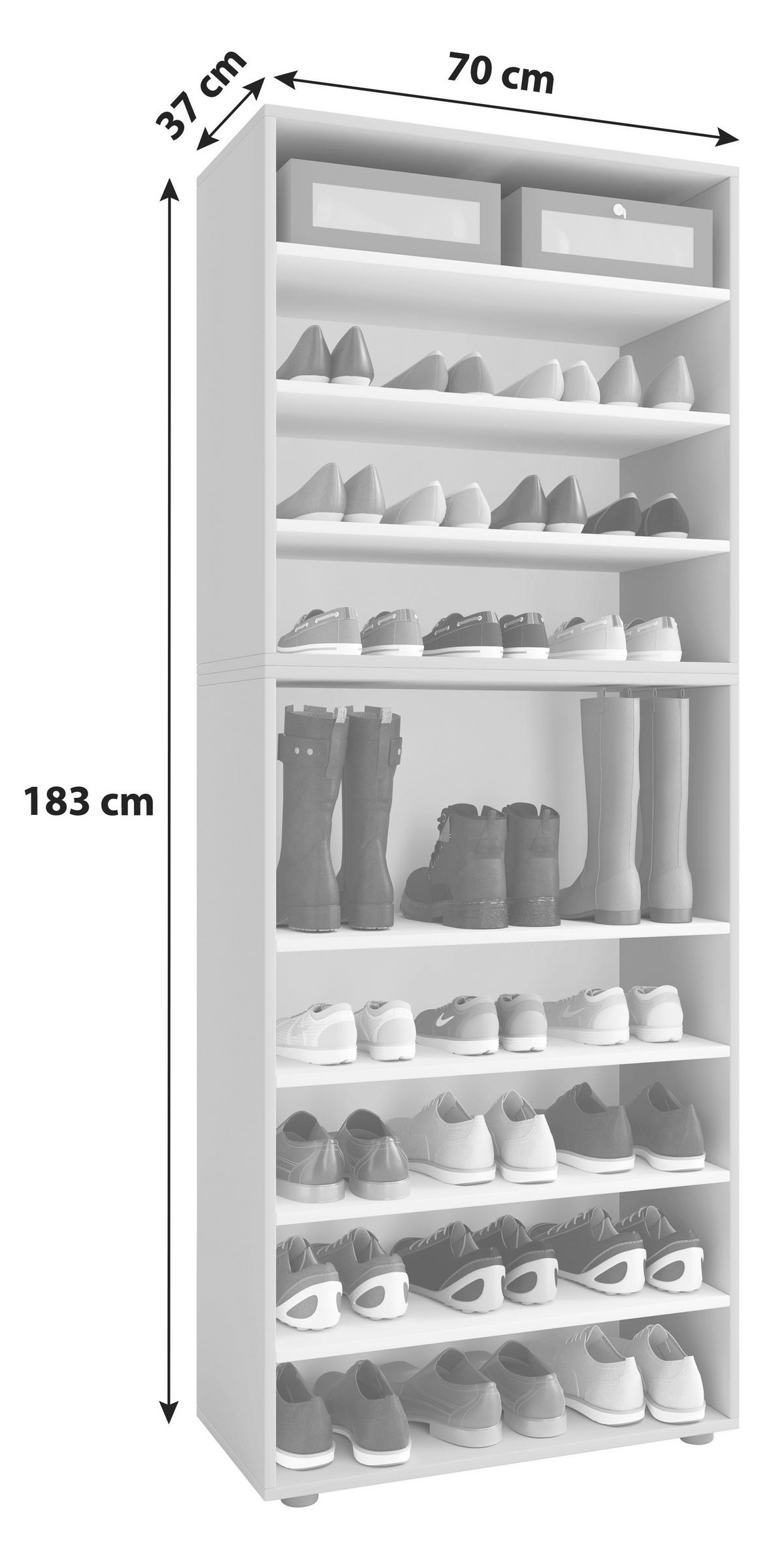 Regal Za Čevlje Lona Xxl, Siva - siva/črna, Konvencionalno, umetna masa/leseni material (70/183/37cm) - MID.YOU