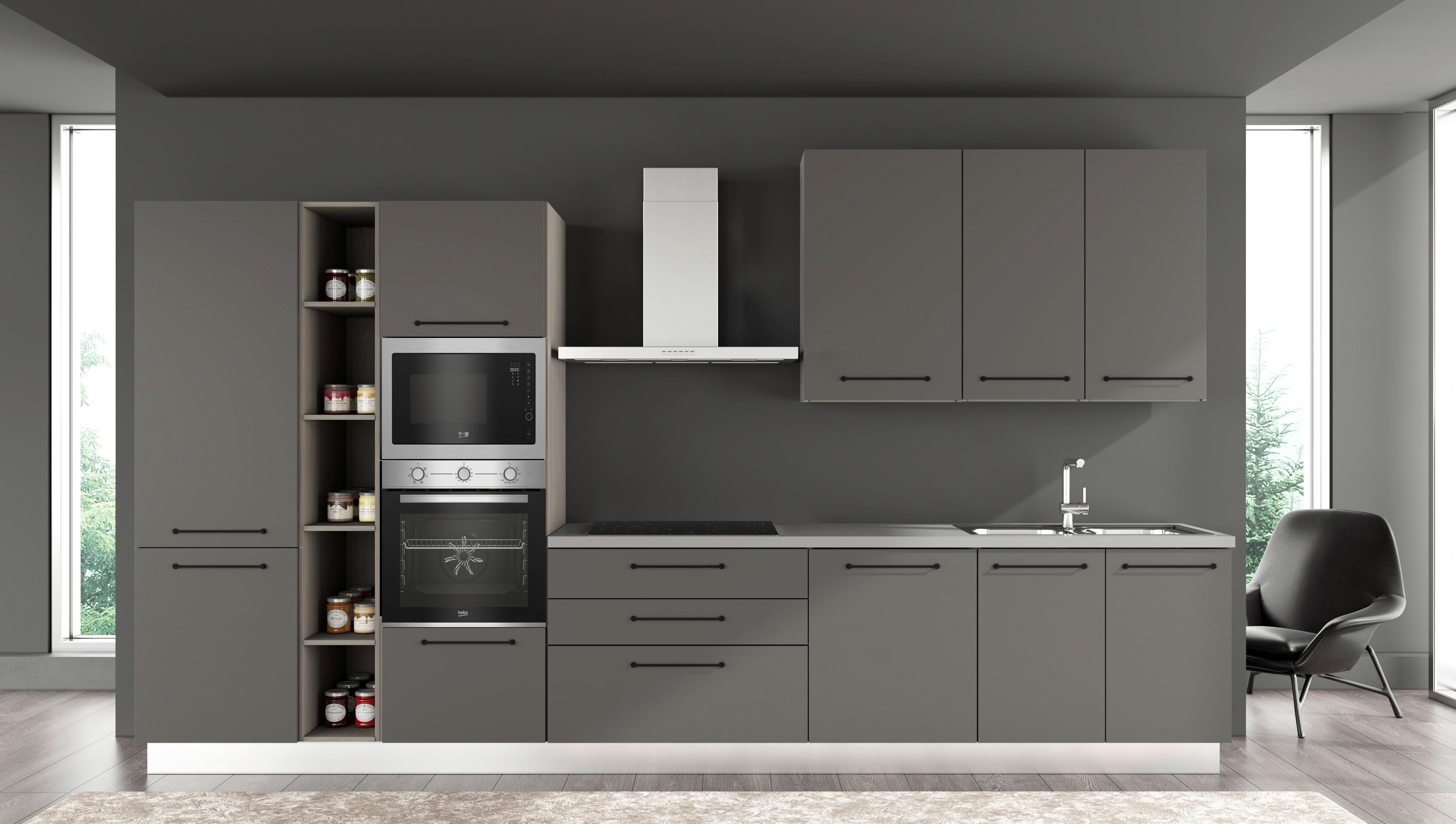 Blok Kuhinja S Aparatima Line 390 - siva/crna, Konvencionalno, drvo/metal (390/216-240/60cm) - Mömax