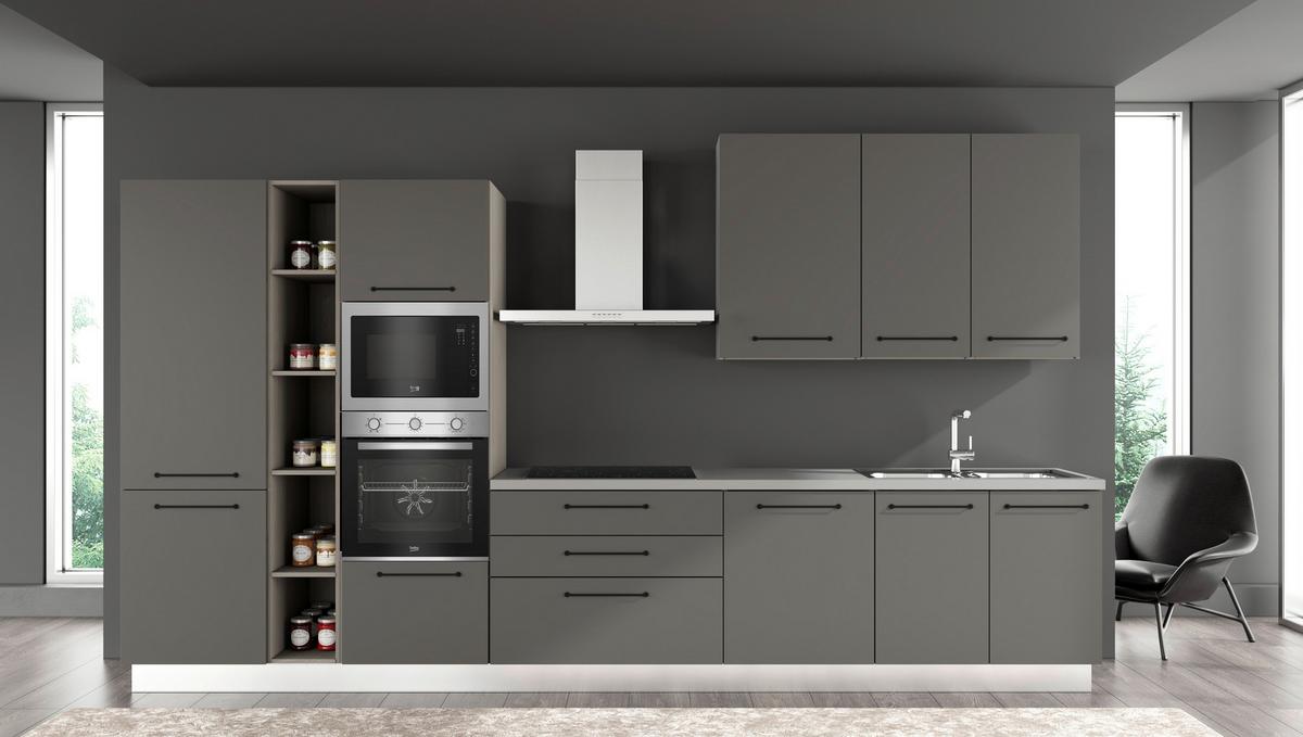 Blok Kuhinja S Aparatima Line 390 - siva/crna, Konvencionalno, drvo/metal (390/216-240/60cm) - Mömax