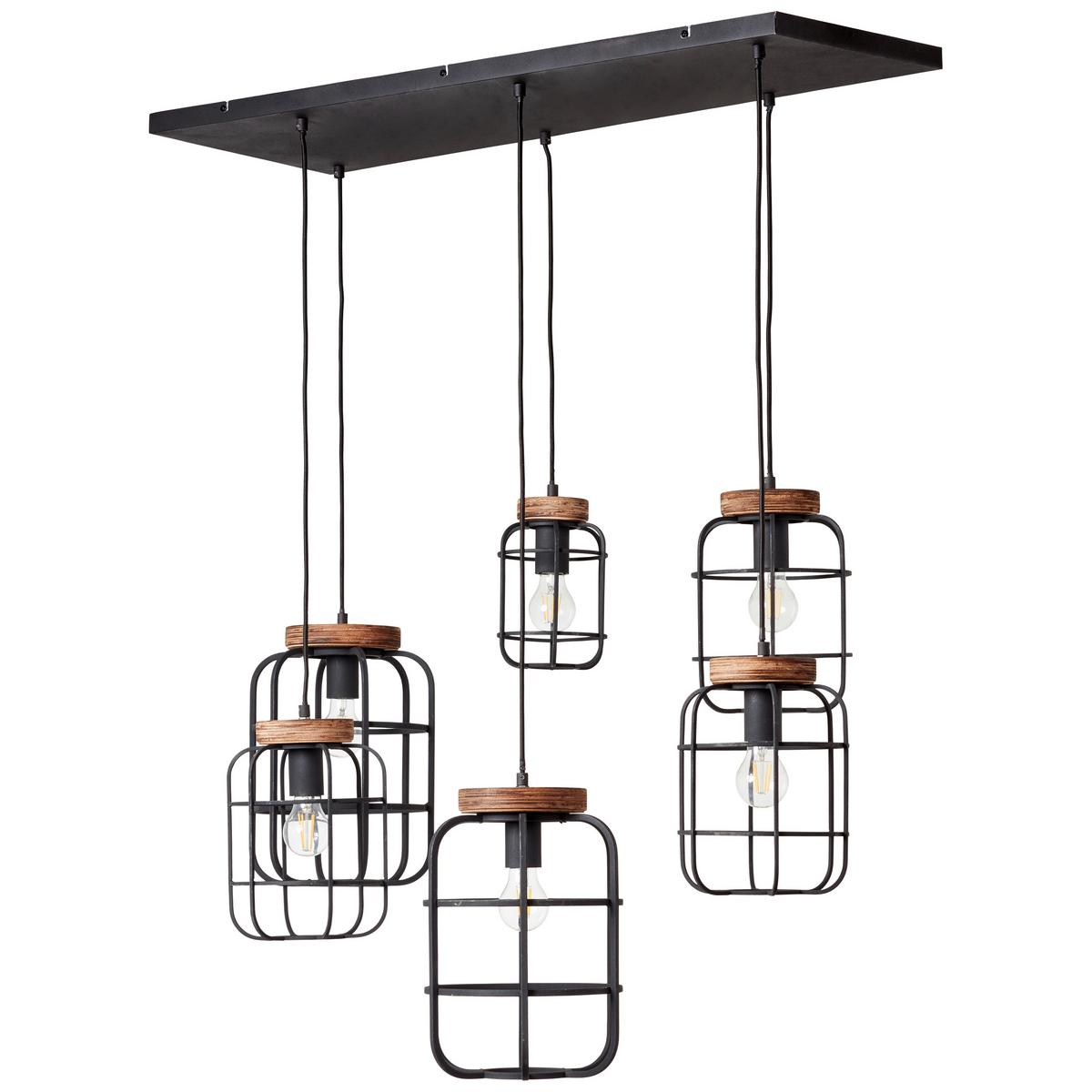 Hängeleuchte Gwen Braun/Schwarz max. 52 Watt - Schwarz/Braun, KONVENTIONELL, Holz/Metall (110/45/130cm) - Brilliant