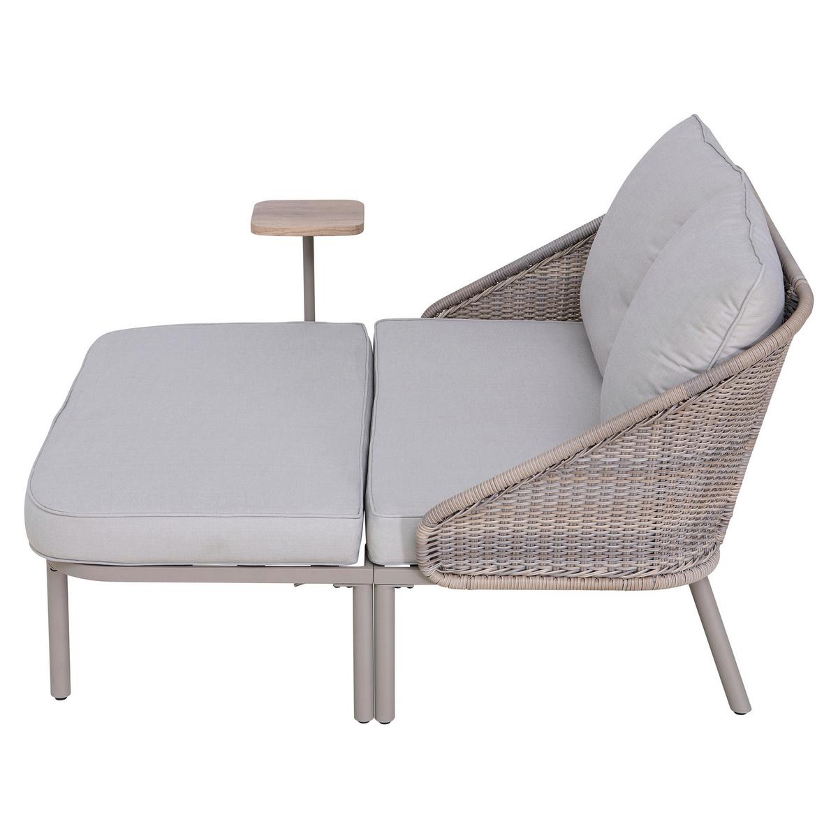 Doppelliege Tagesbett Porto Grau/Naturfarben - Naturfarben/Grau, Basics, Holz/Kunststoff (142/82/128cm) - Modante