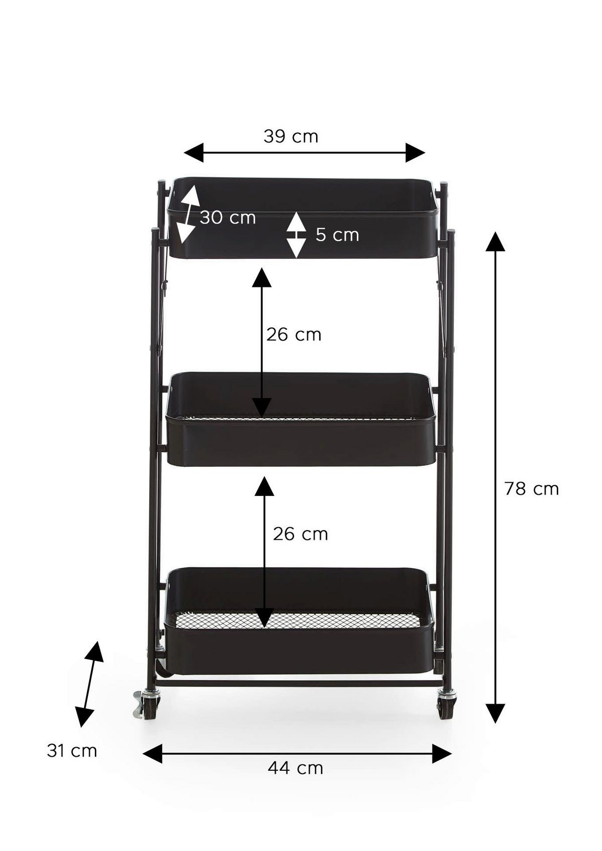 ALLZWECKWAGEN KLEINMÖBEL - Schwarz, Design, Metall (44/78/31cm) - MID.YOU